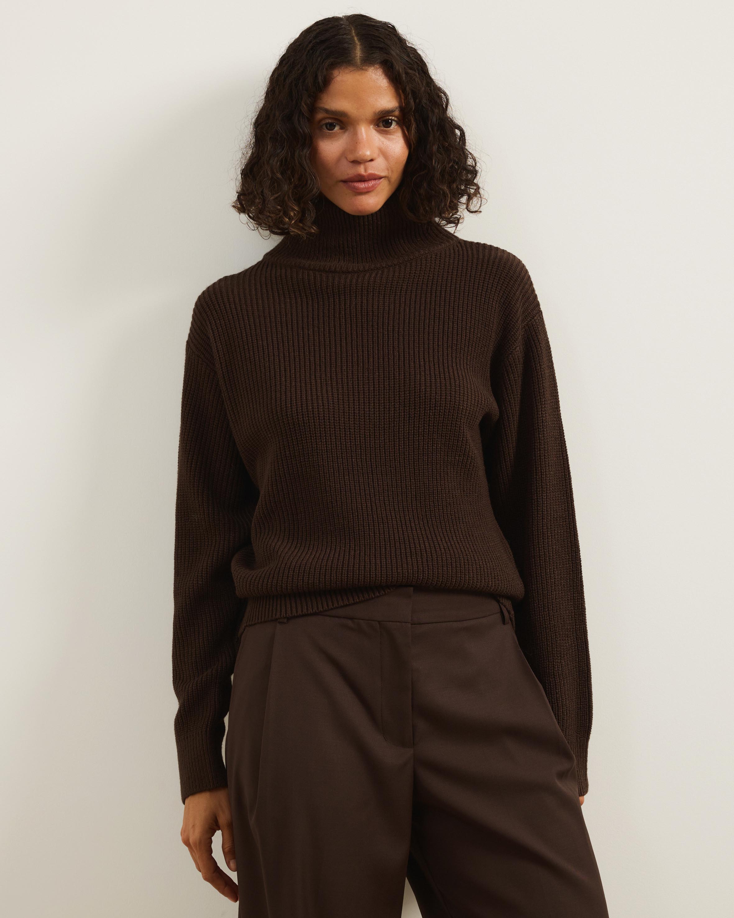 Alice Rib Knit Funnel Neck Jumper