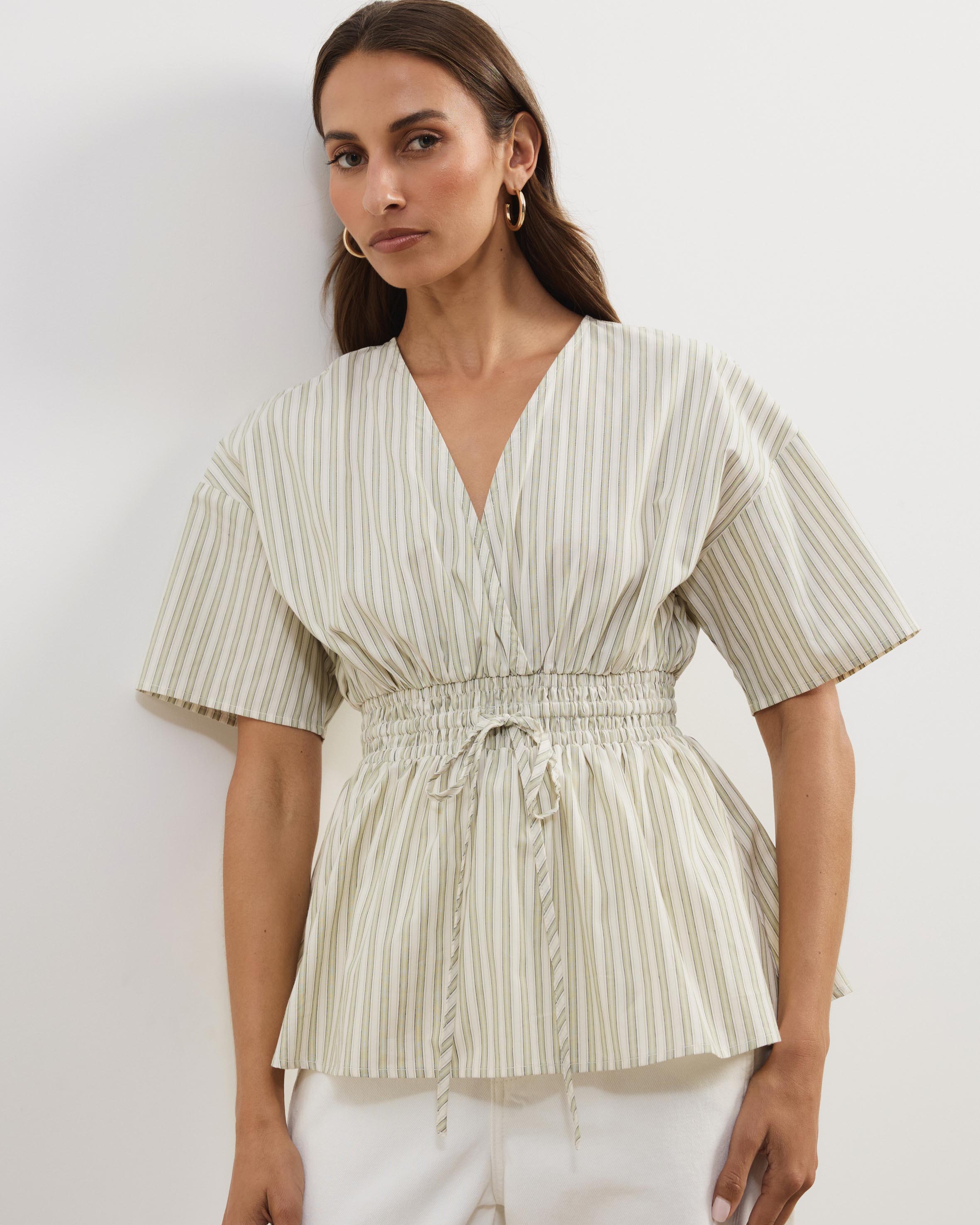 Elis Cotton Gathered Waist Top