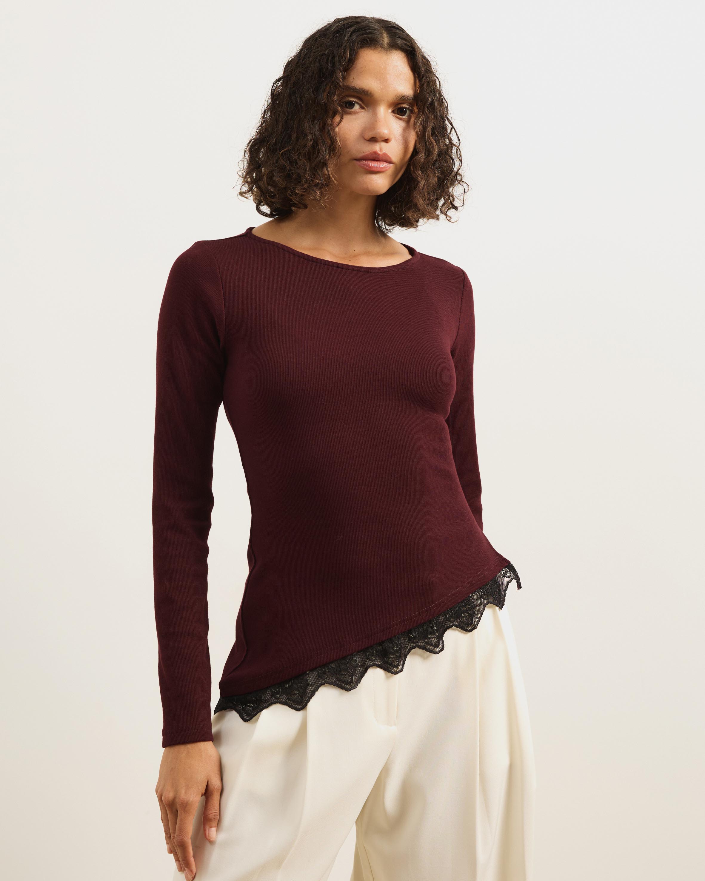 Sienna Lace Jersey Long Sleeve Top
