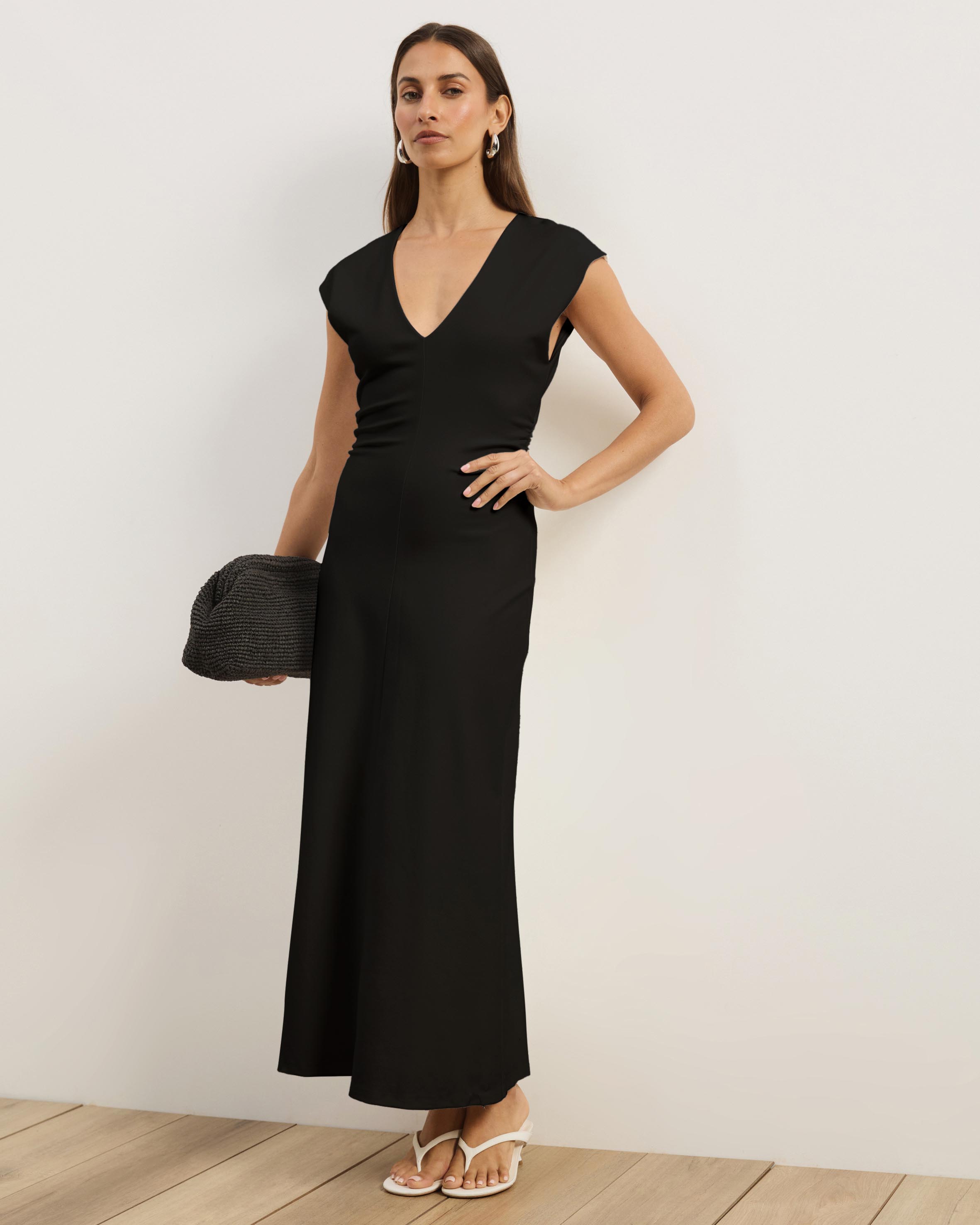 Freya V-Neck Ponte Midi Dress