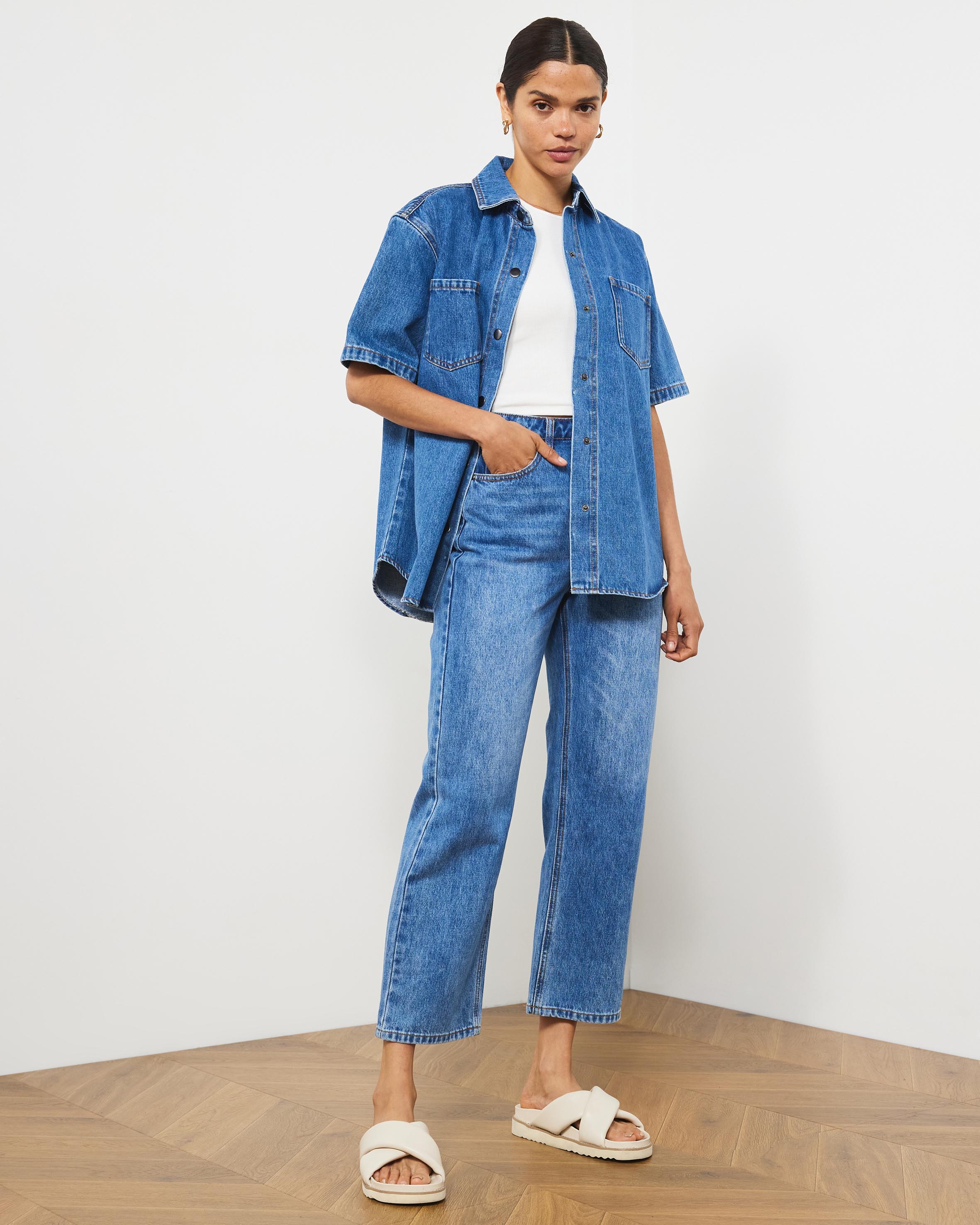 Mila Short Sleeve Denim Shacket