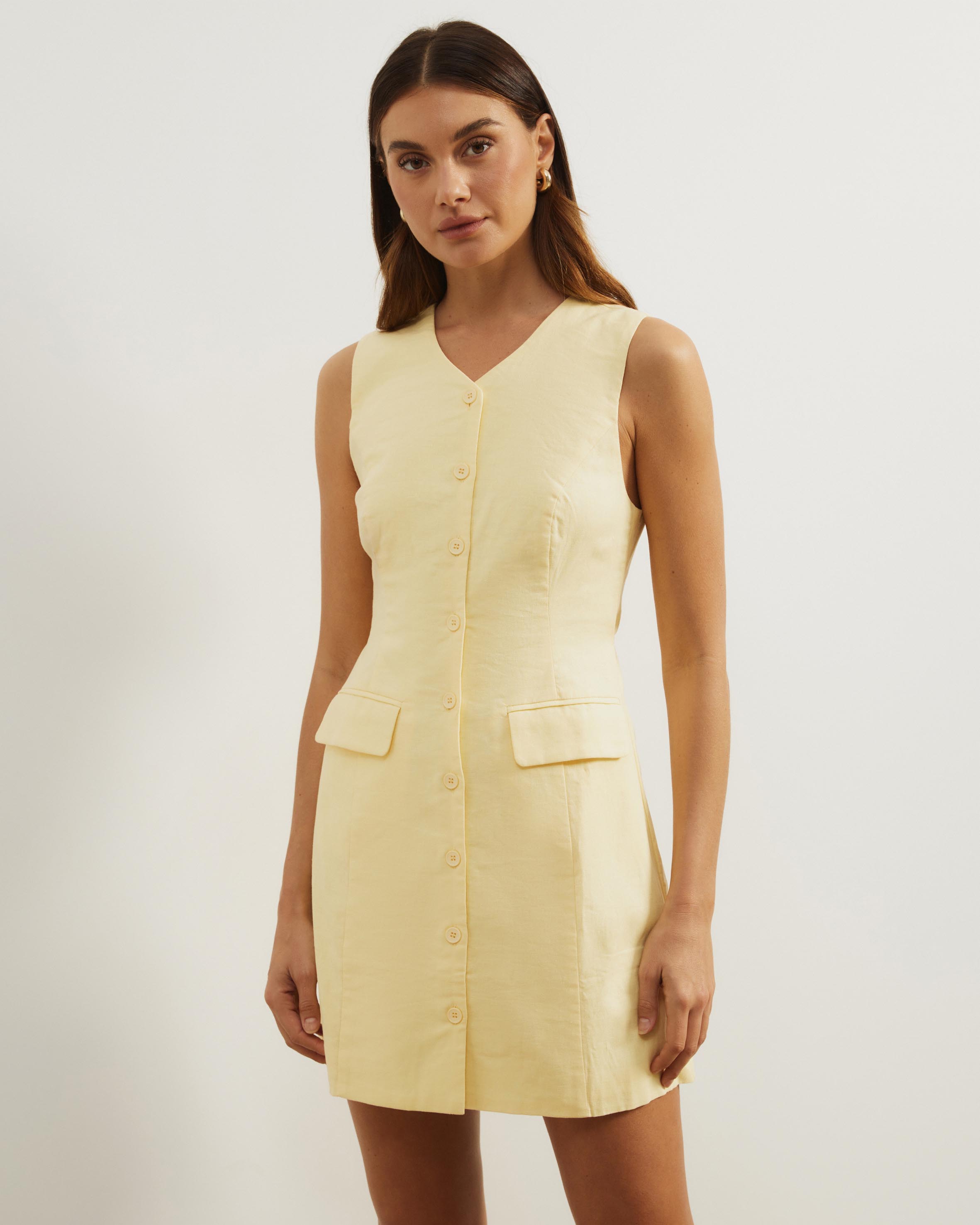 Juno Tailored Linen Blend Mini Dress