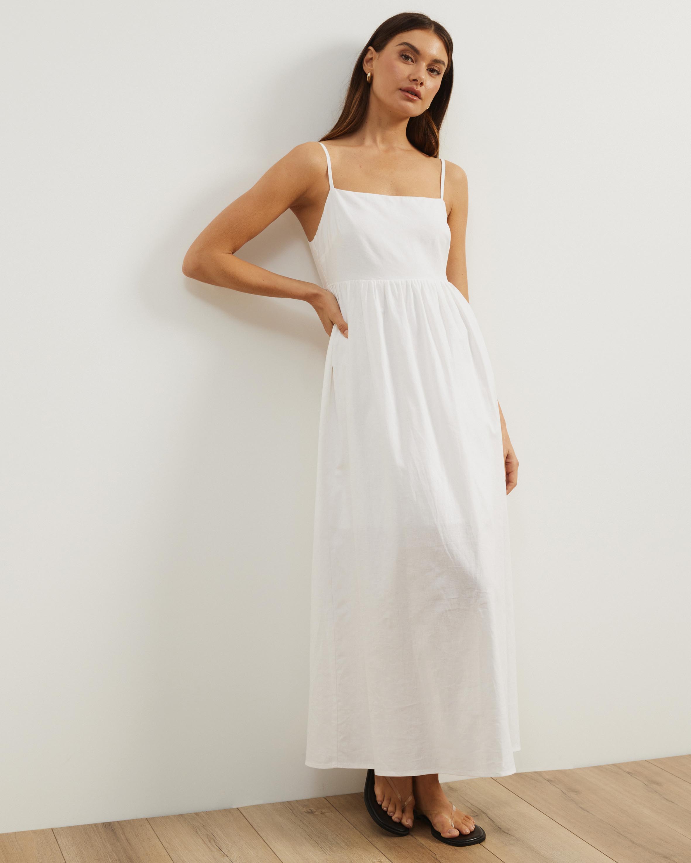 Alex Linen Blend Empire Waist Midi Dress