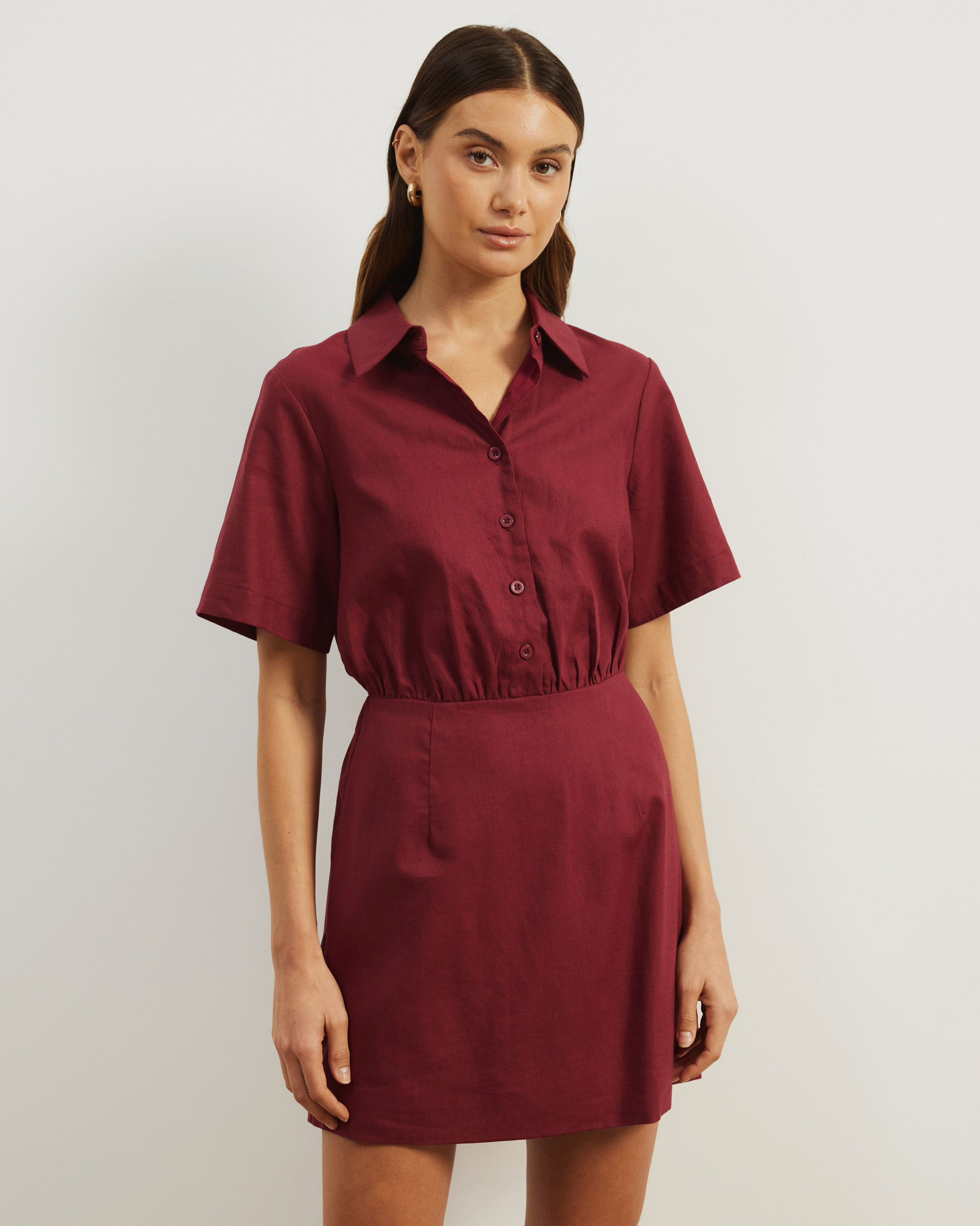 Remi Linen Blend Mini Shirt Dress