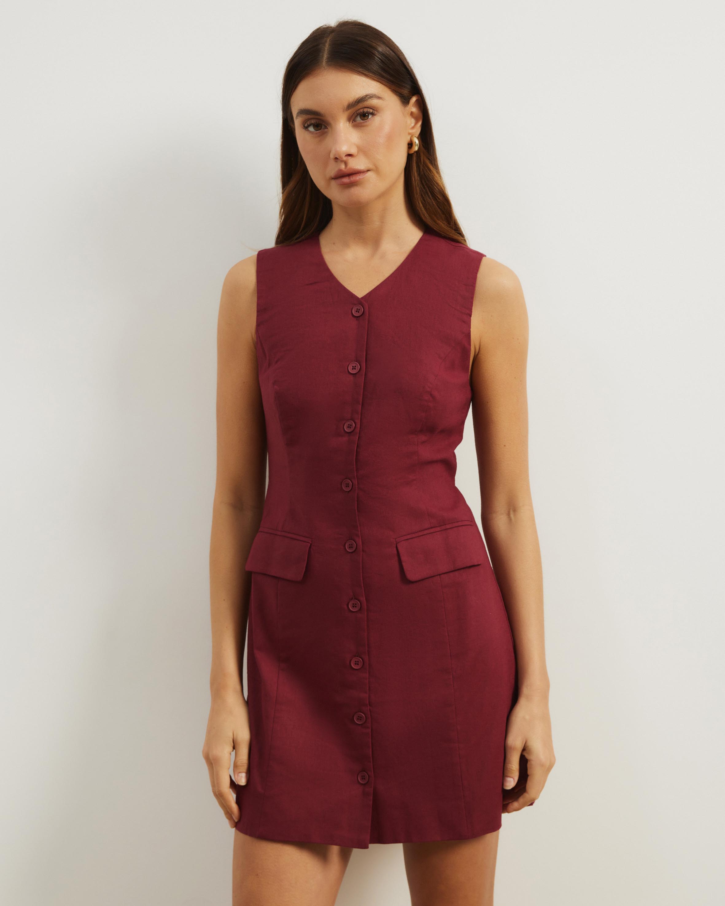 Juno Tailored Linen Blend Mini Dress