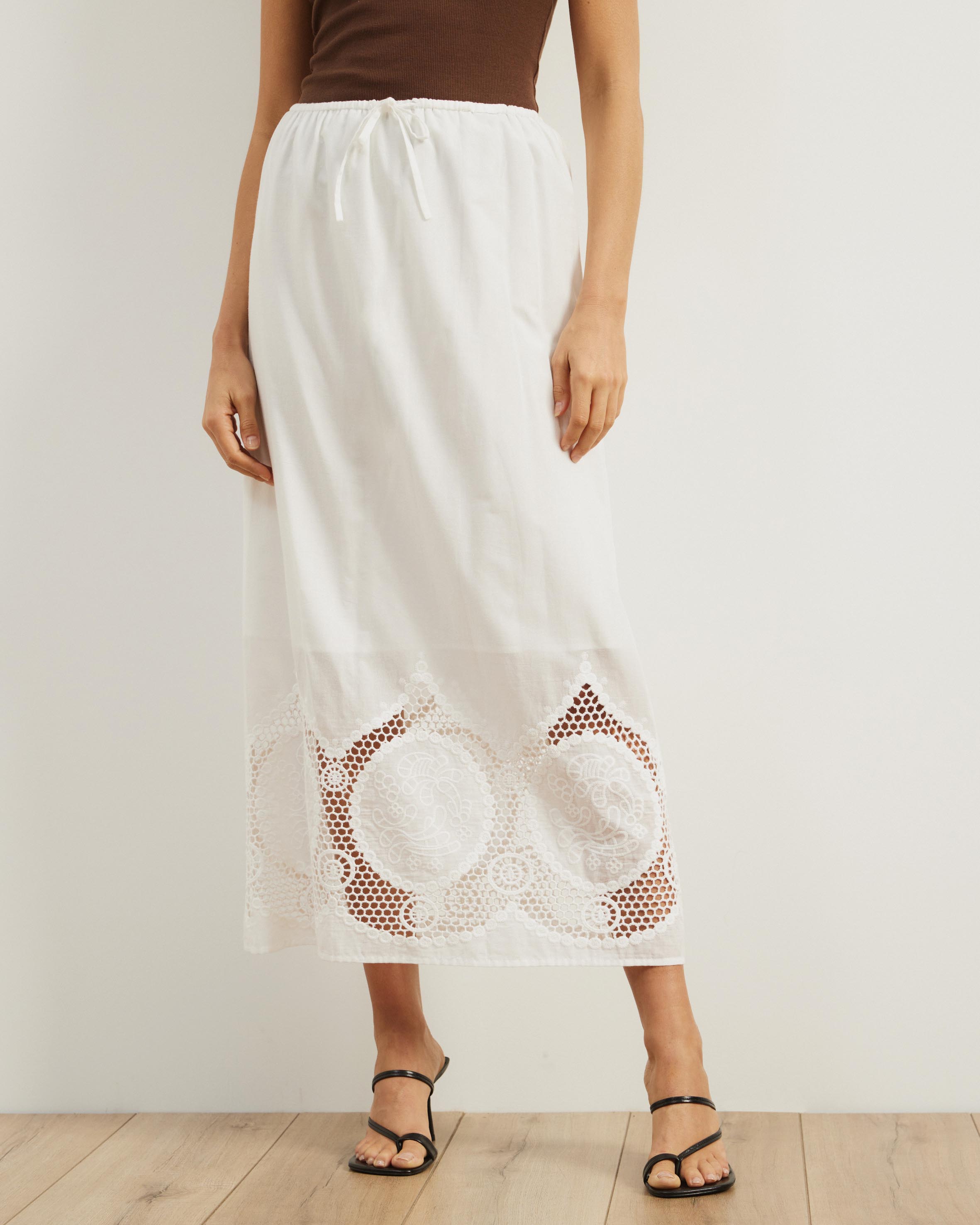 Cora Embroidered Midi Skirt