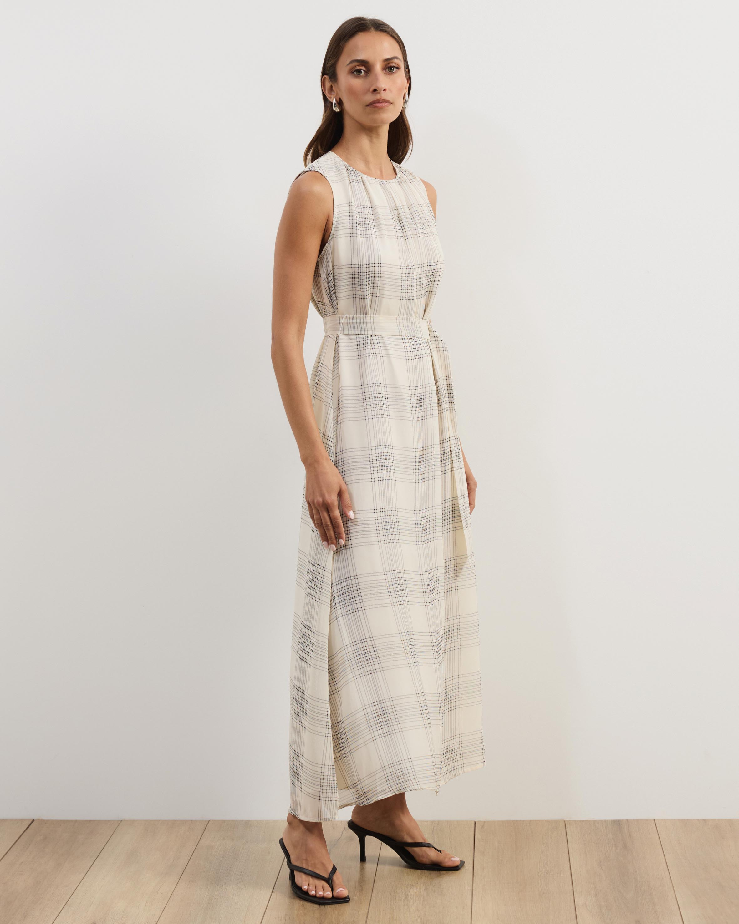 Aura Check Midi Dress