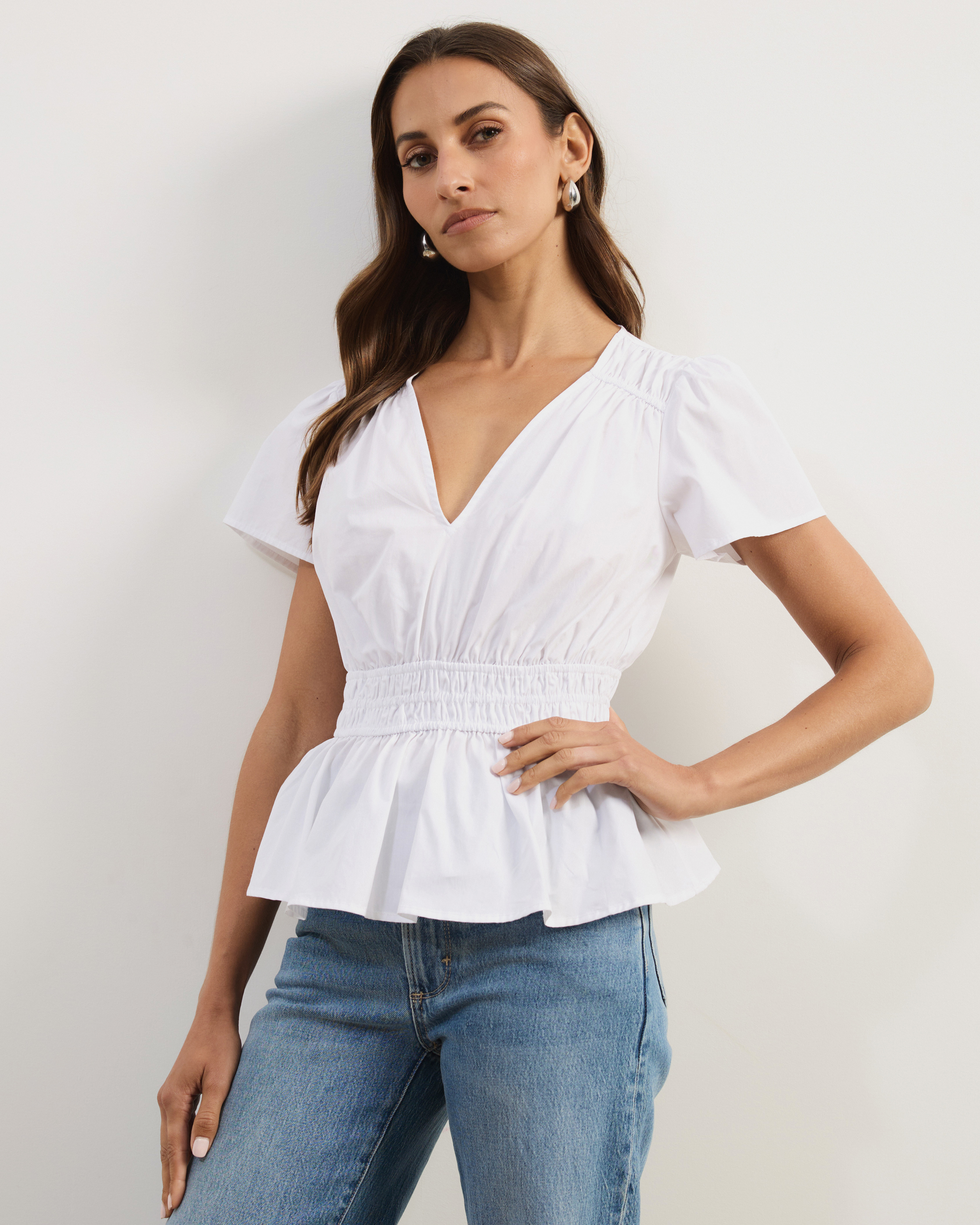 Lana Cotton Shirred Top