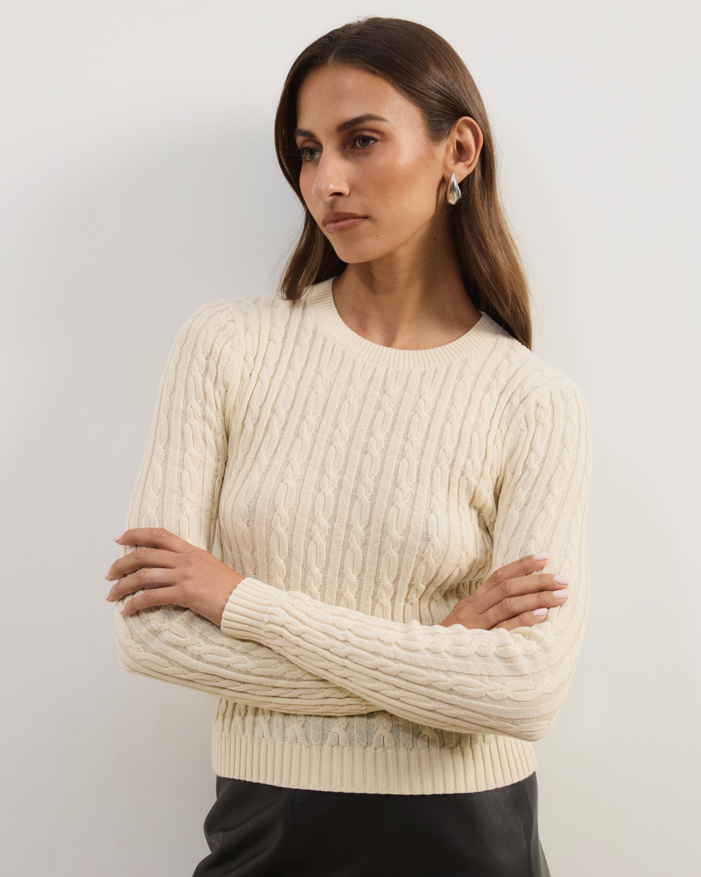 Tessa Crewneck Cable Knit Sweater