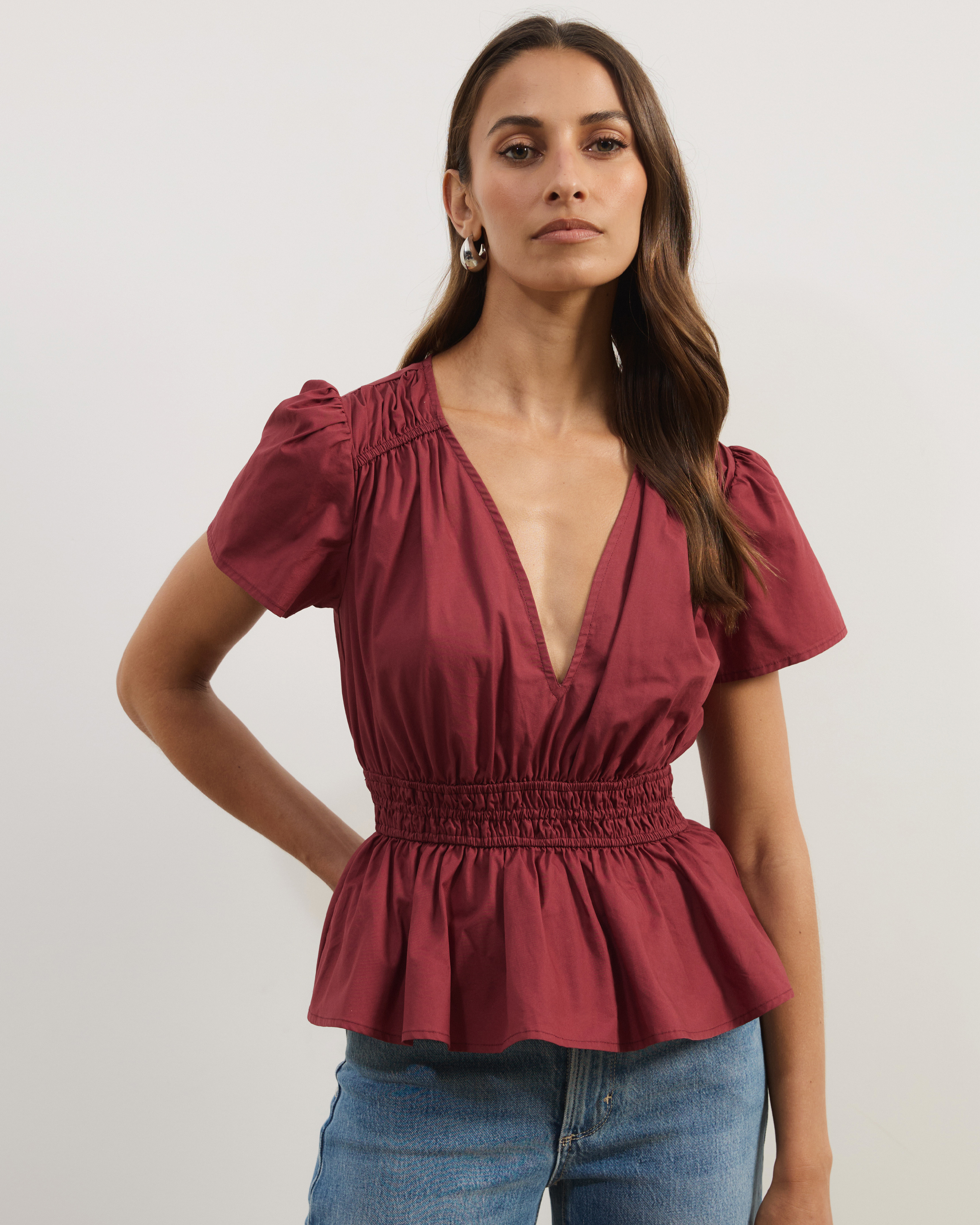 Lana Cotton Shirred Top