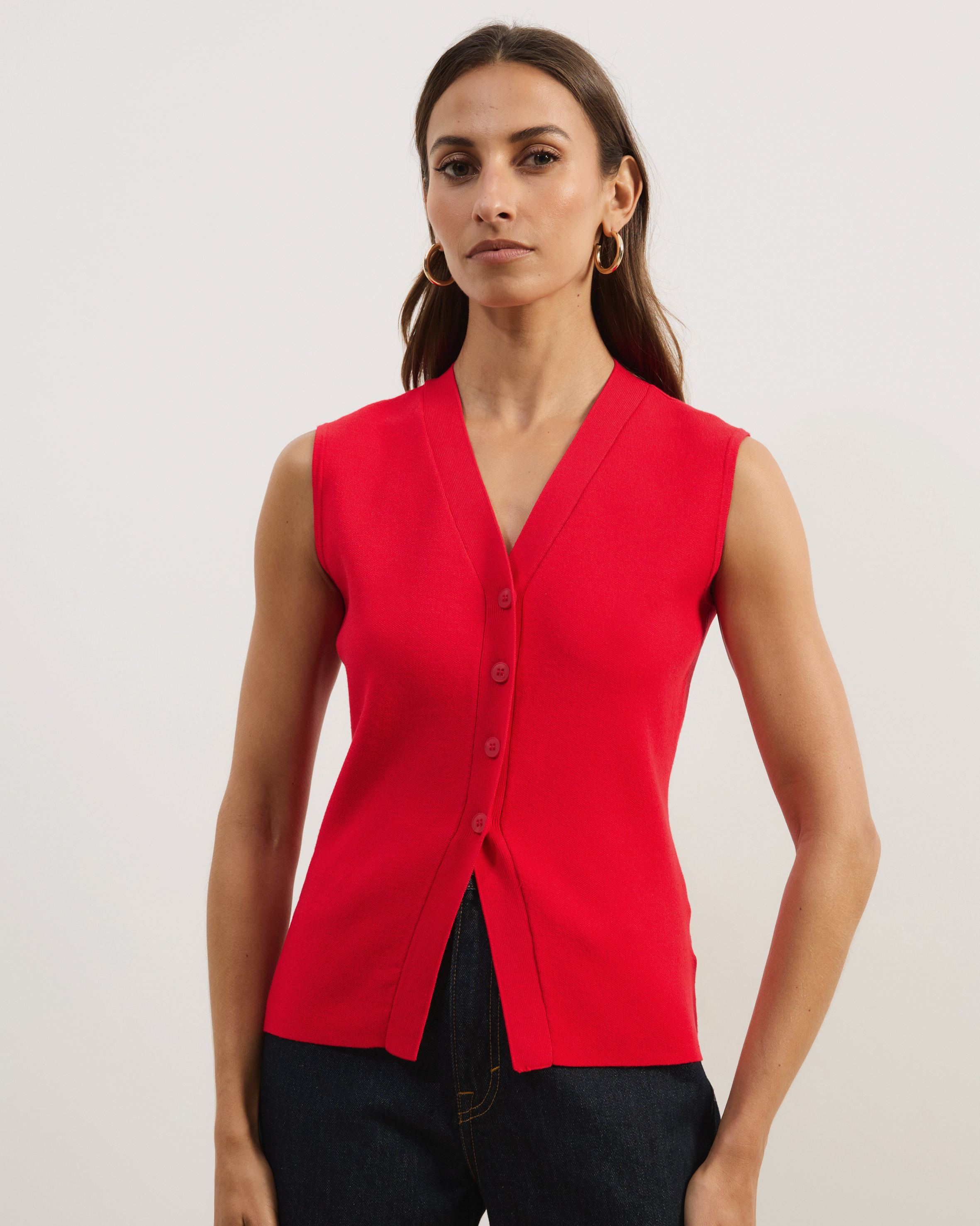 Noel V-Neck Sleeveless Knit Cardigan