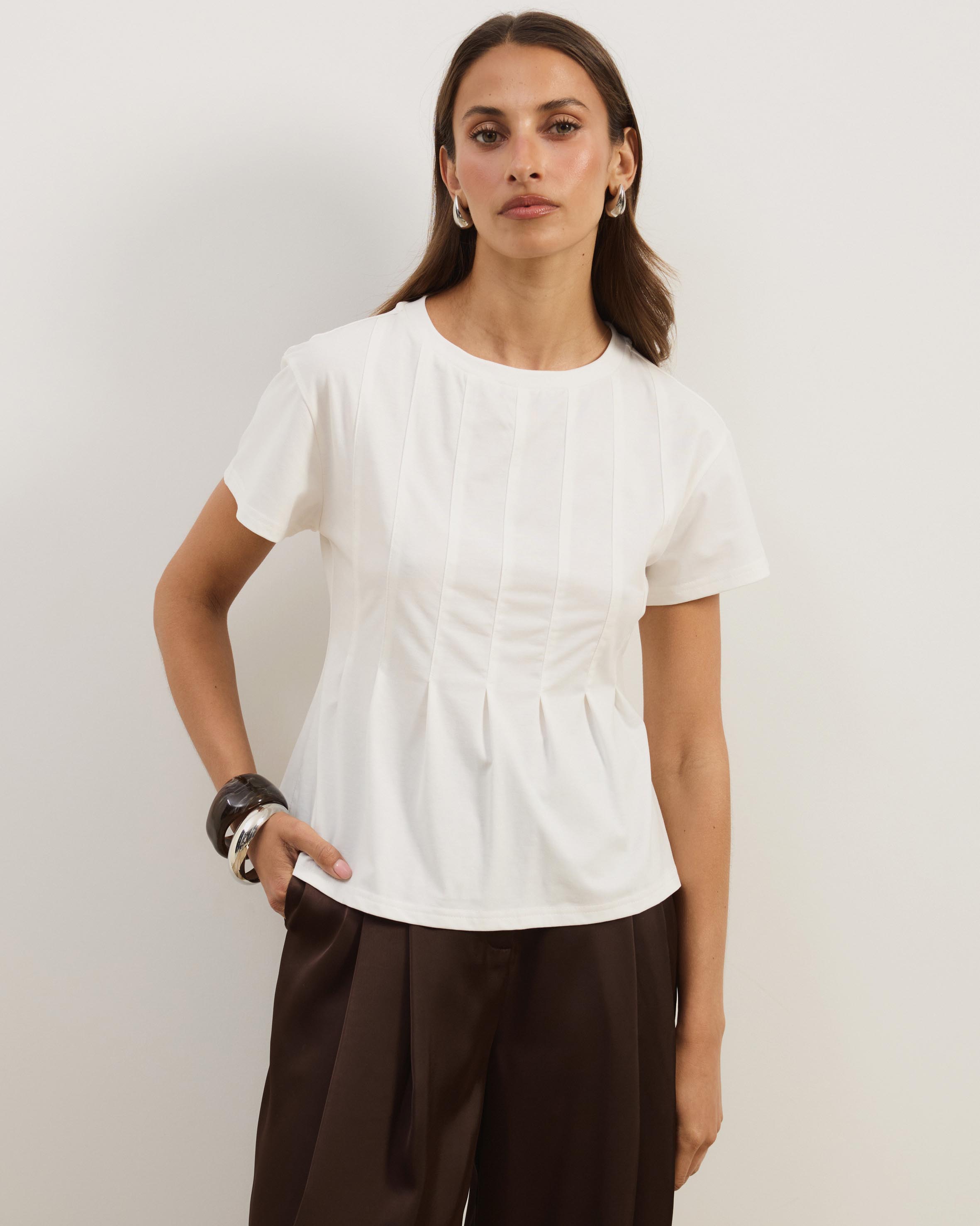 Boxy Pin Tuck T-Shirt