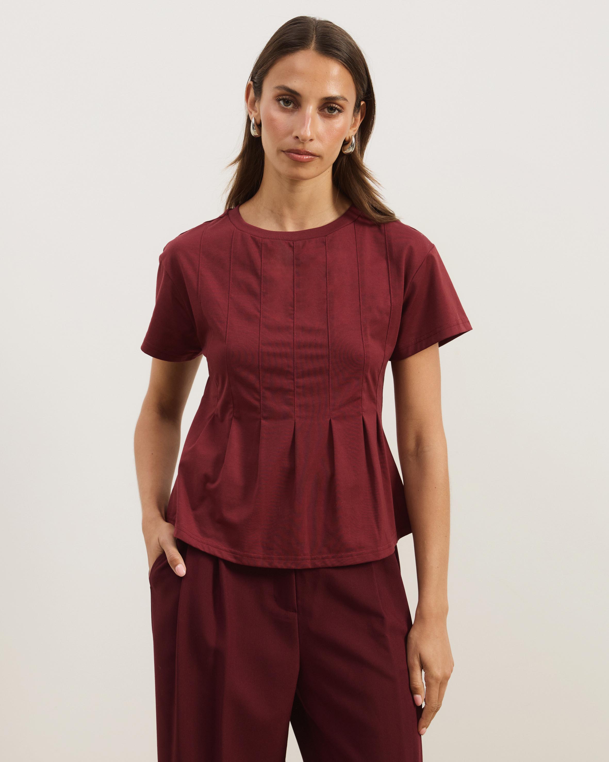 Boxy Pin Tuck T-Shirt