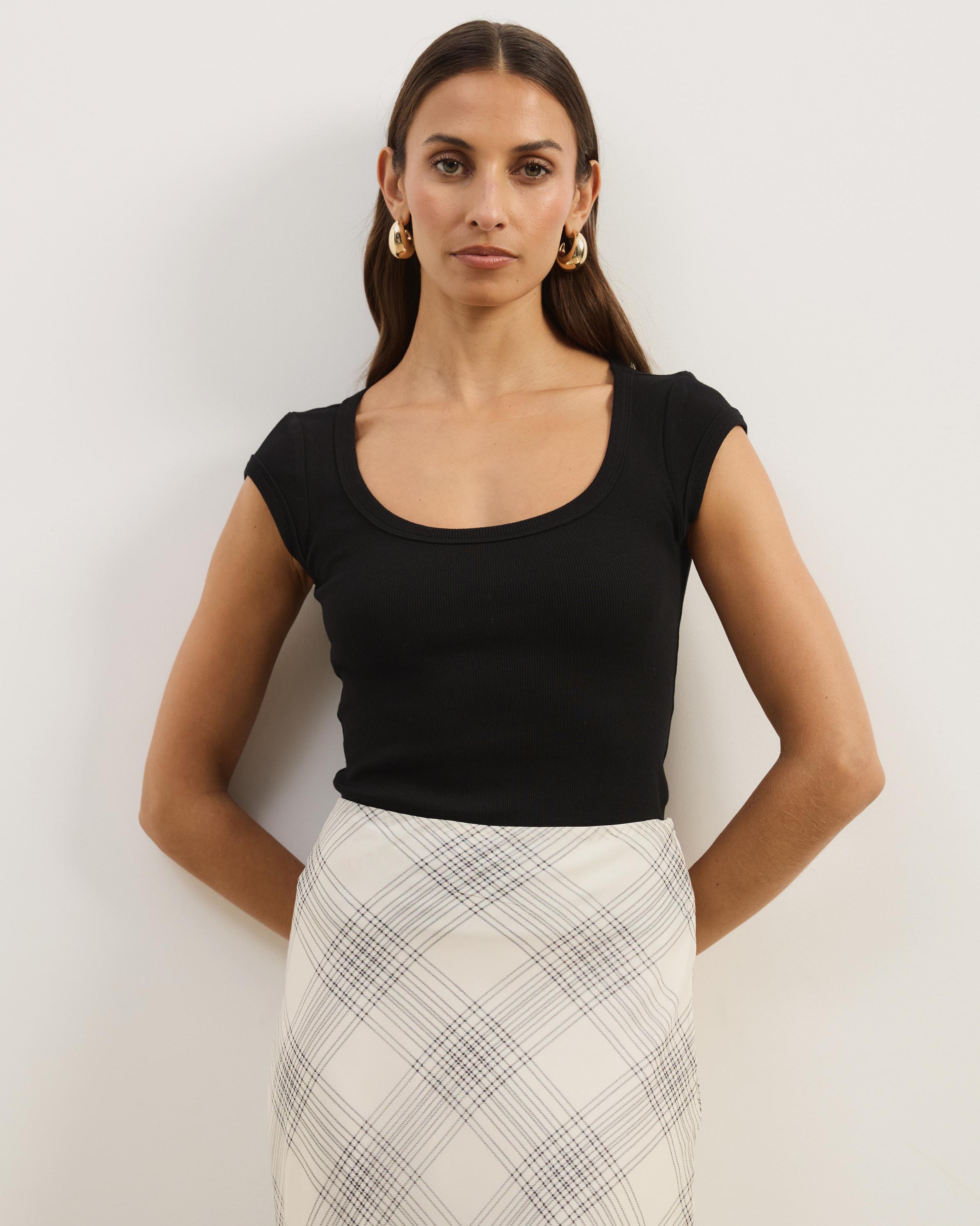 Scoop Neck Ribbed T-Shirt