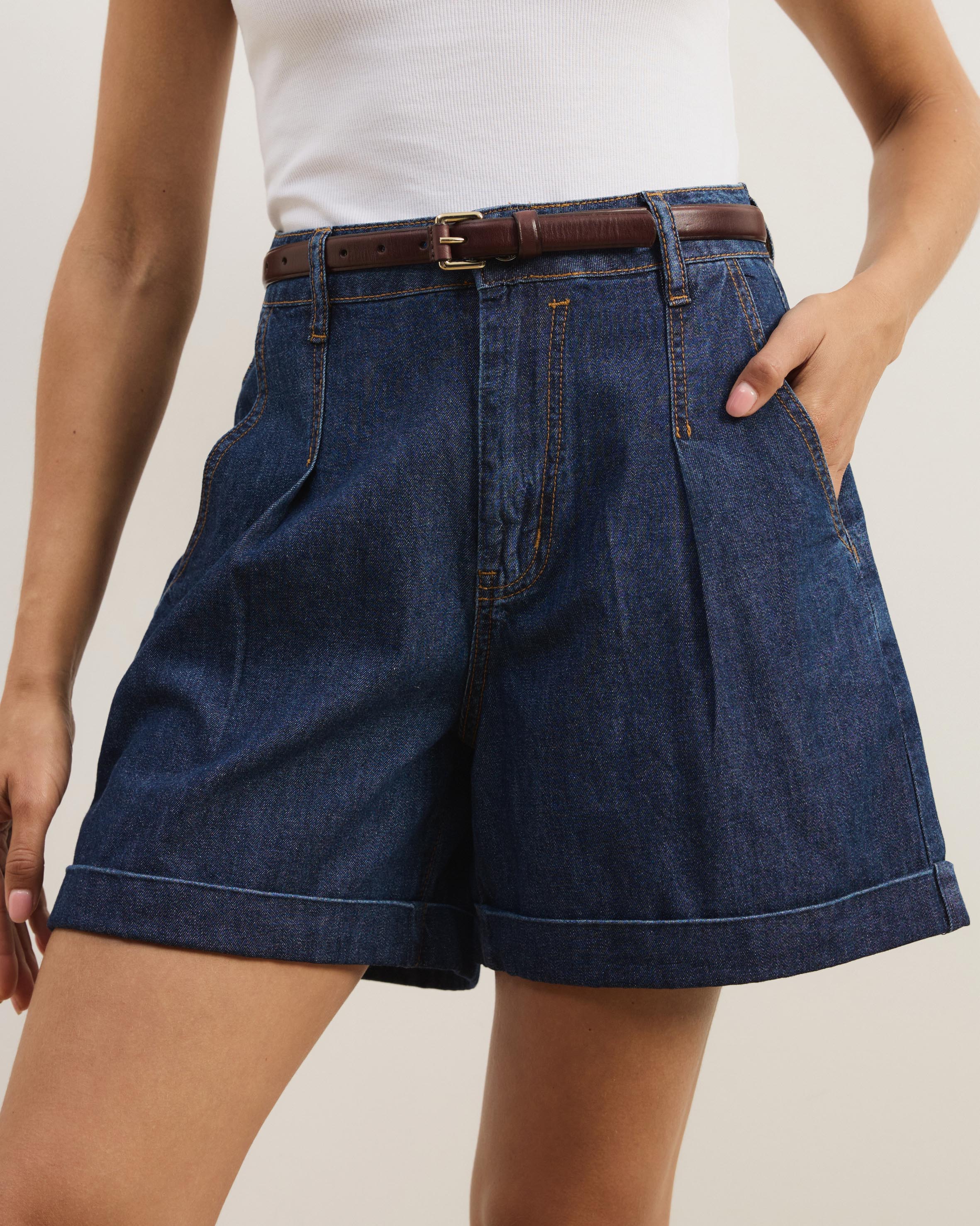 Fia Chambray Denim Shorts