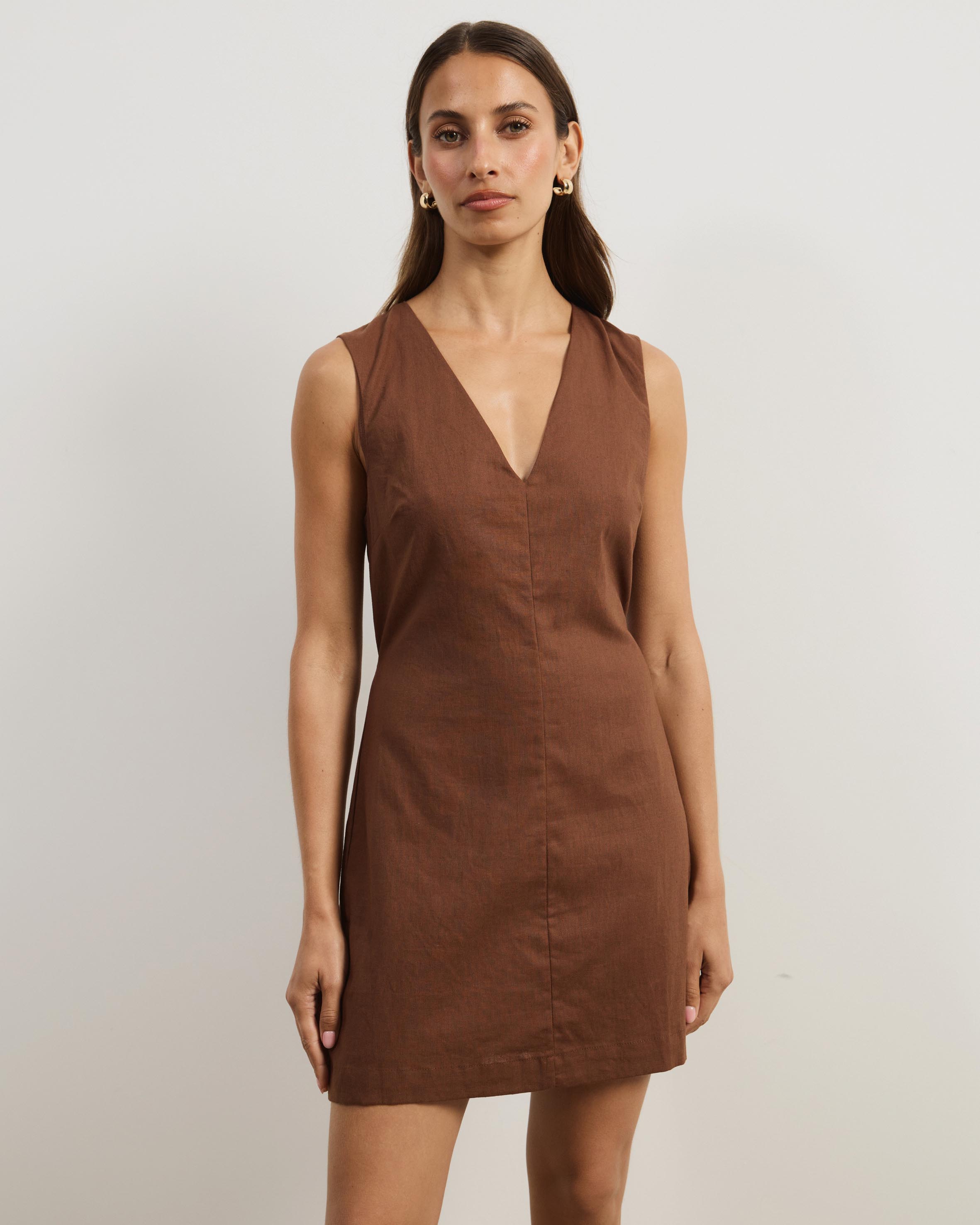 Luce Linen Blend Sleeveless Mini Dress