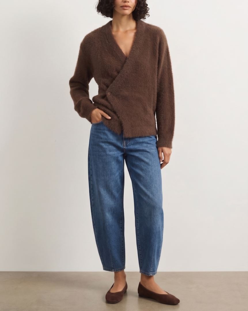 Cara Asymmetric Buttoned Knit Cardigan