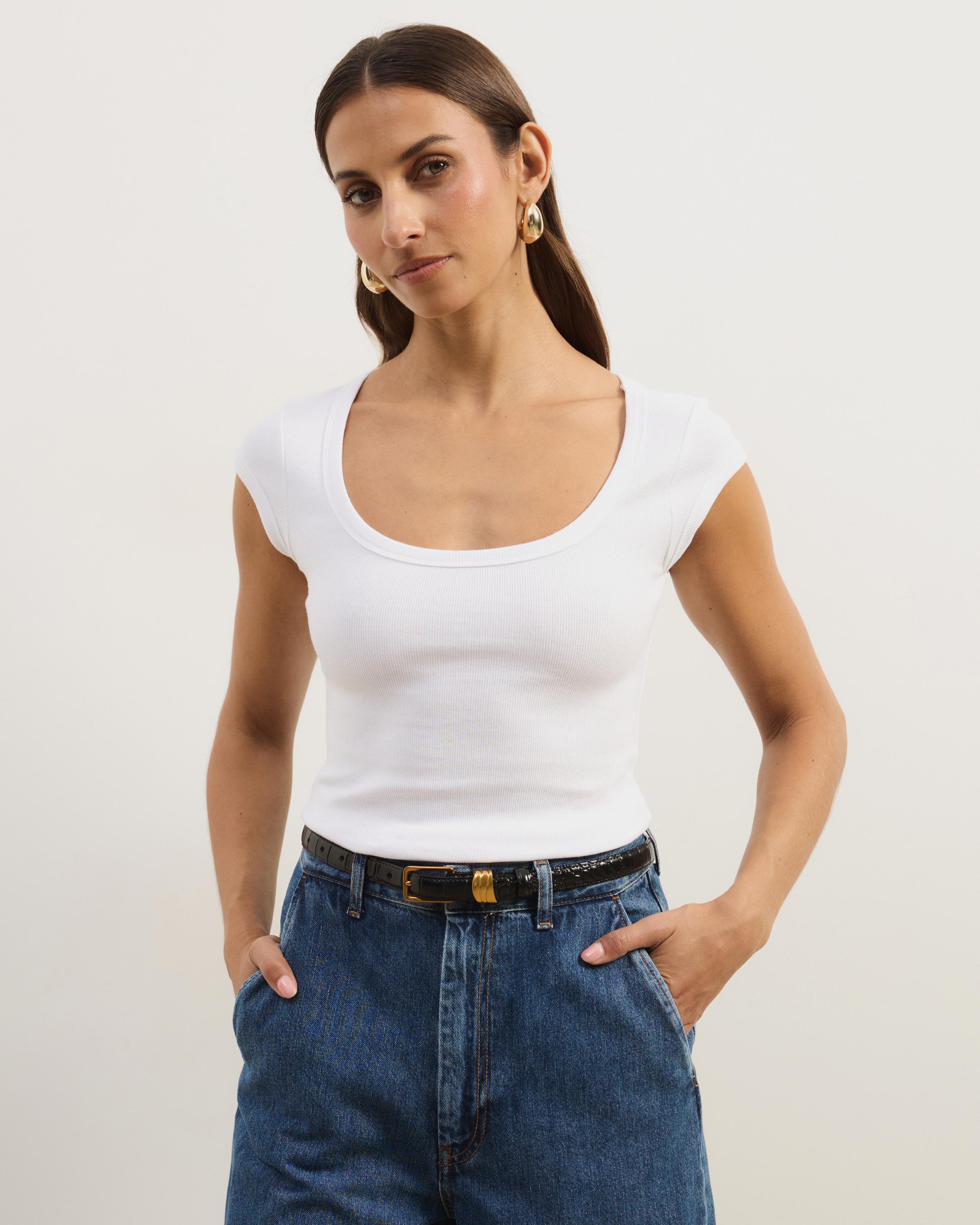 Scoop Neck Ribbed T-Shirt