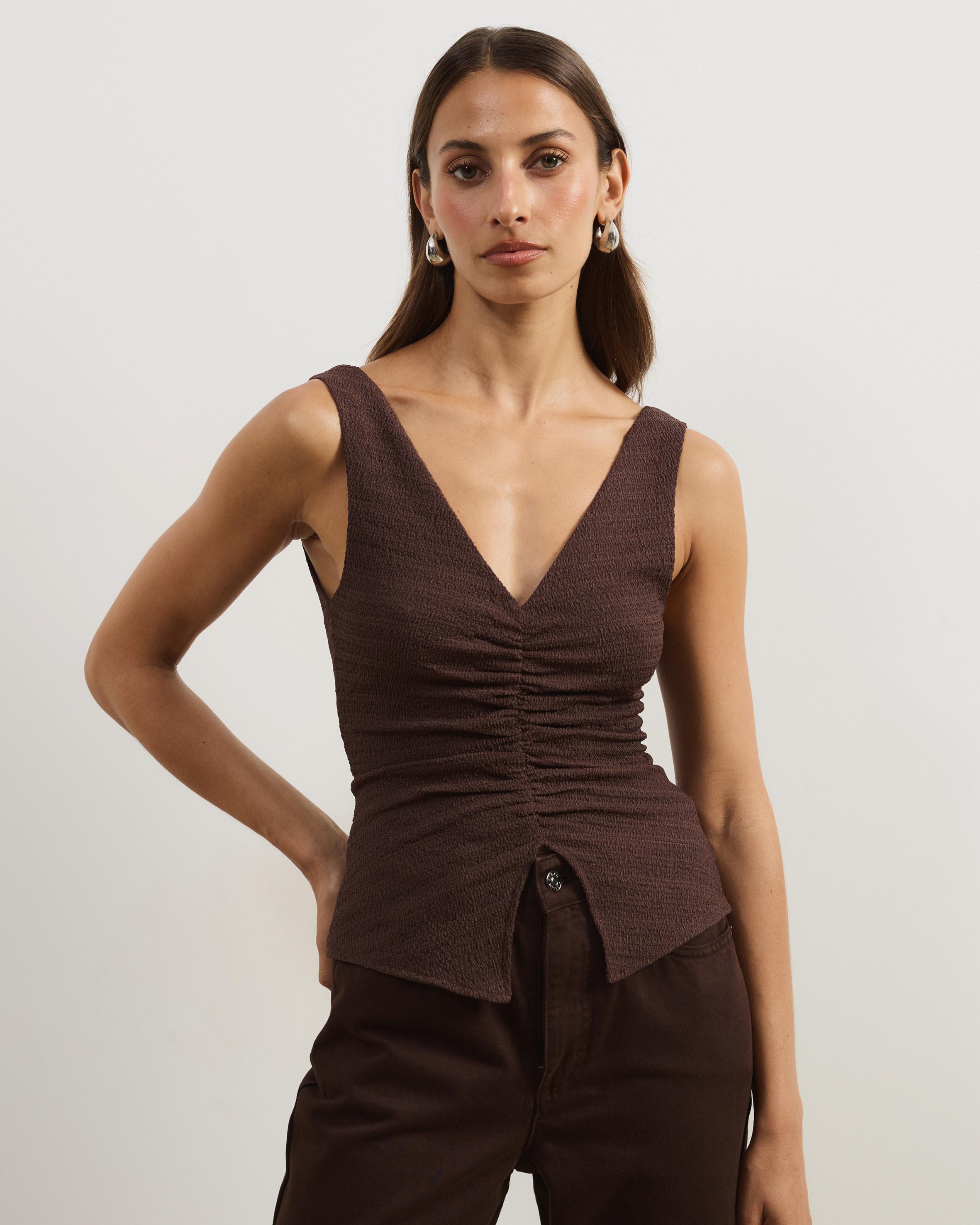 Alba Textured Ruched Top