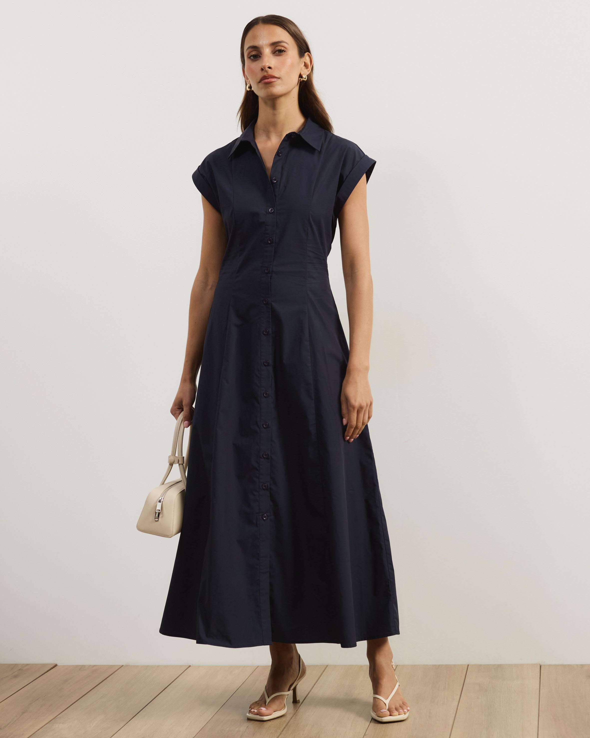 Clara Cotton Poplin Midi Shirt Dress