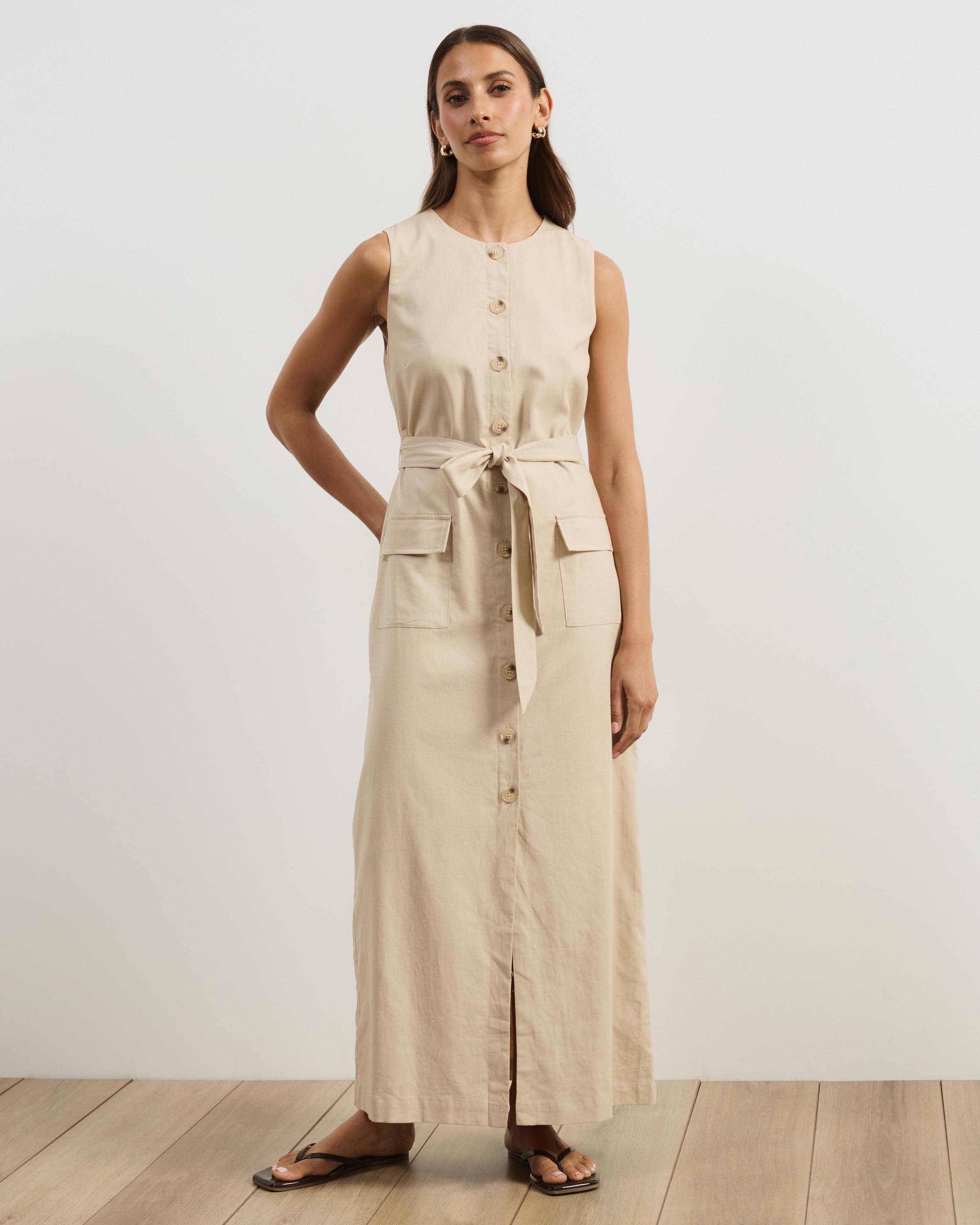 Hailey Linen Blend Midi Dress