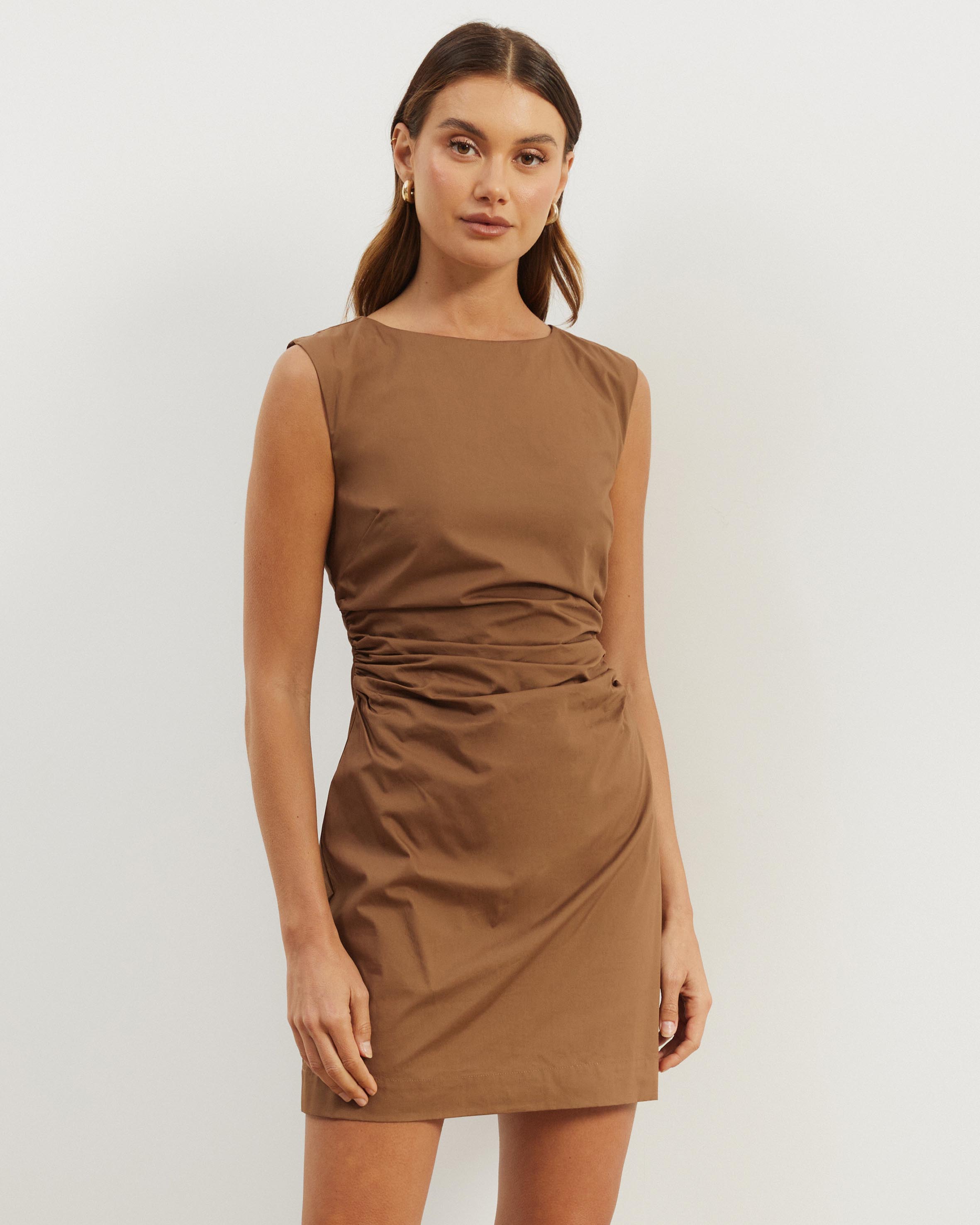 Gaia Cotton Gathered Waist Mini Dress