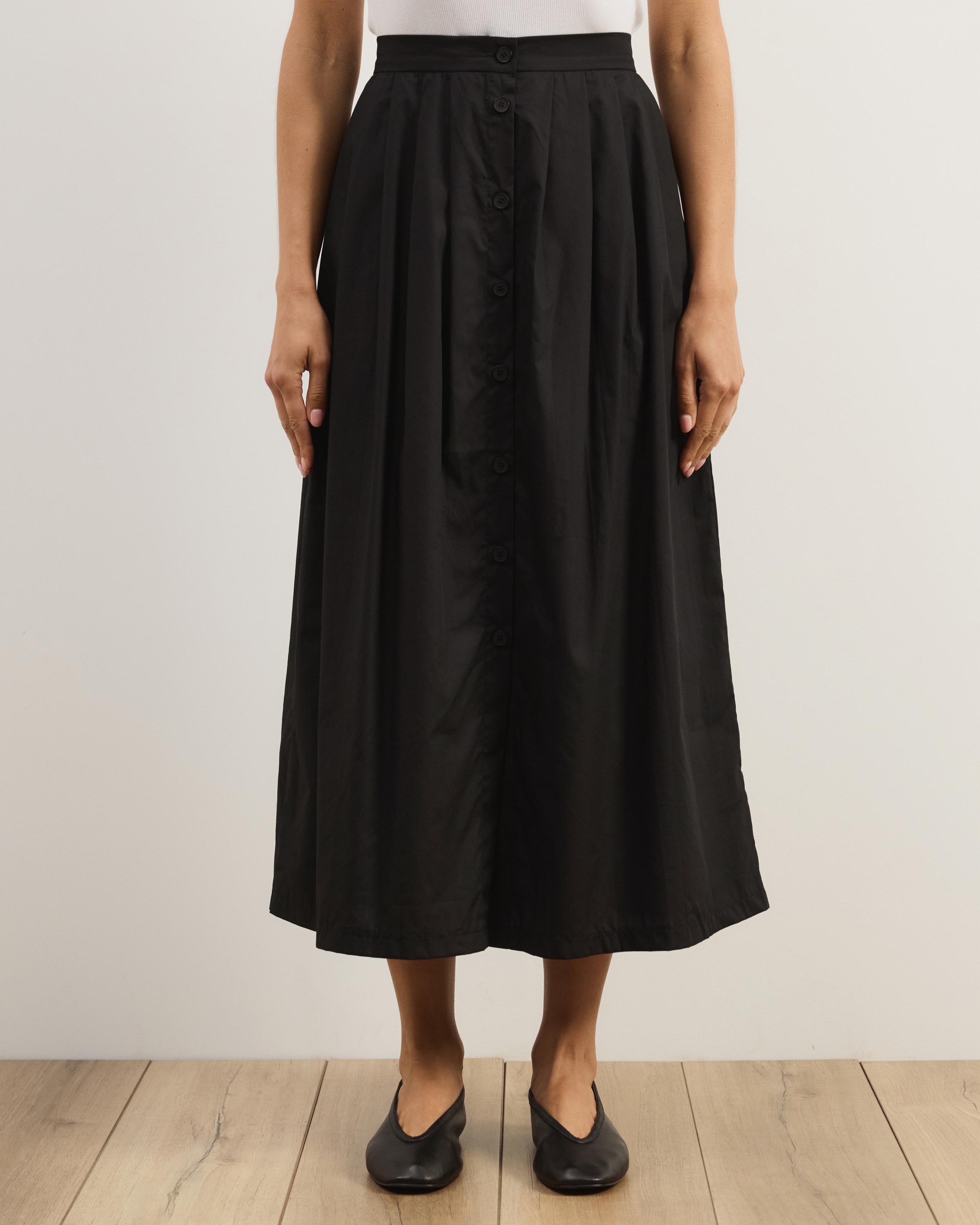 Cleo Cotton Button Midi Skirt