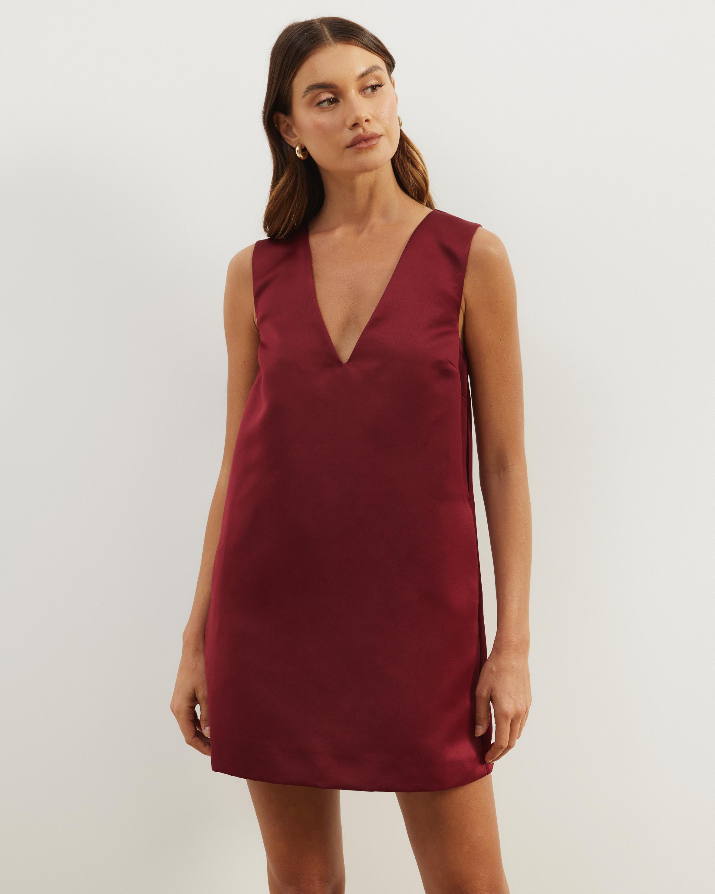 Poppy Structured Satin Mini Dress