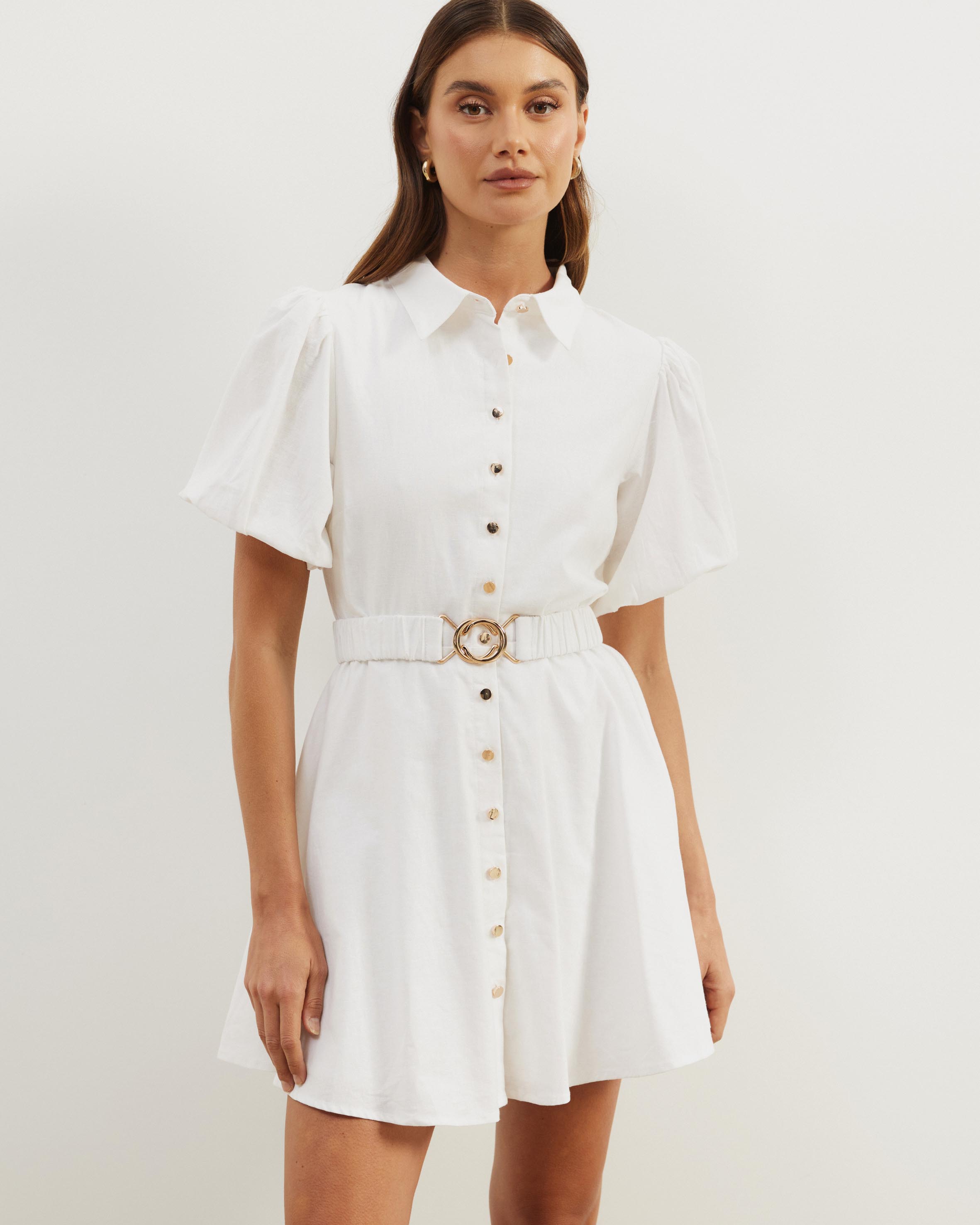Kirrie Linen Blend Belted Mini Dress