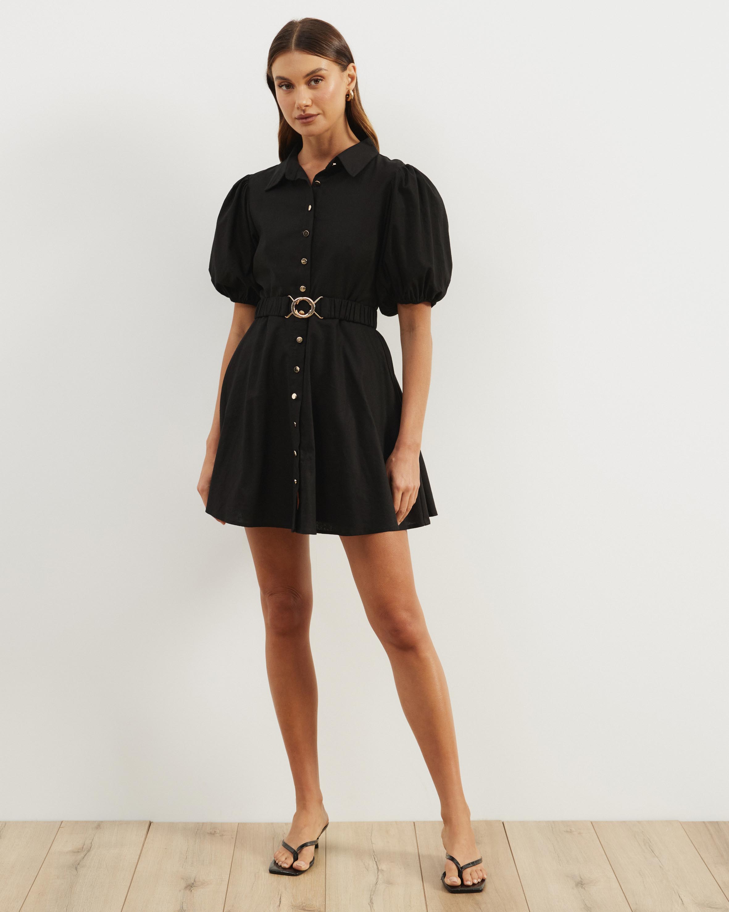 Kirrie Linen Blend Belted Mini Dress