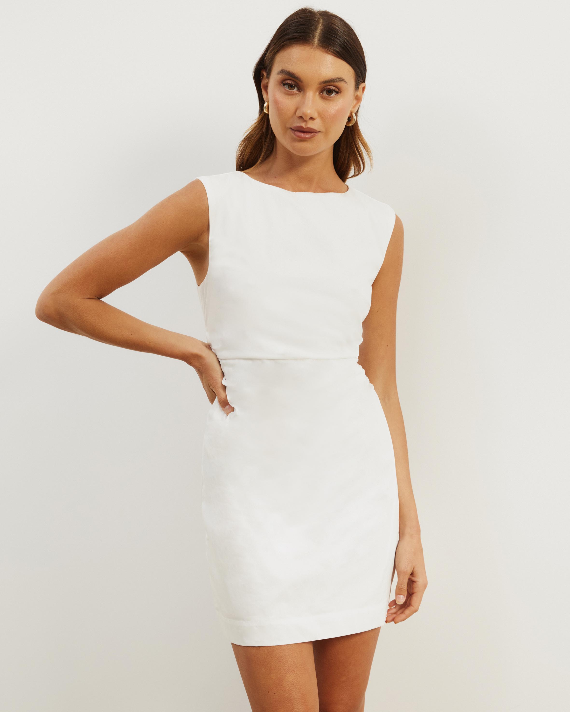Gaia Cotton Gathered Waist Mini Dress