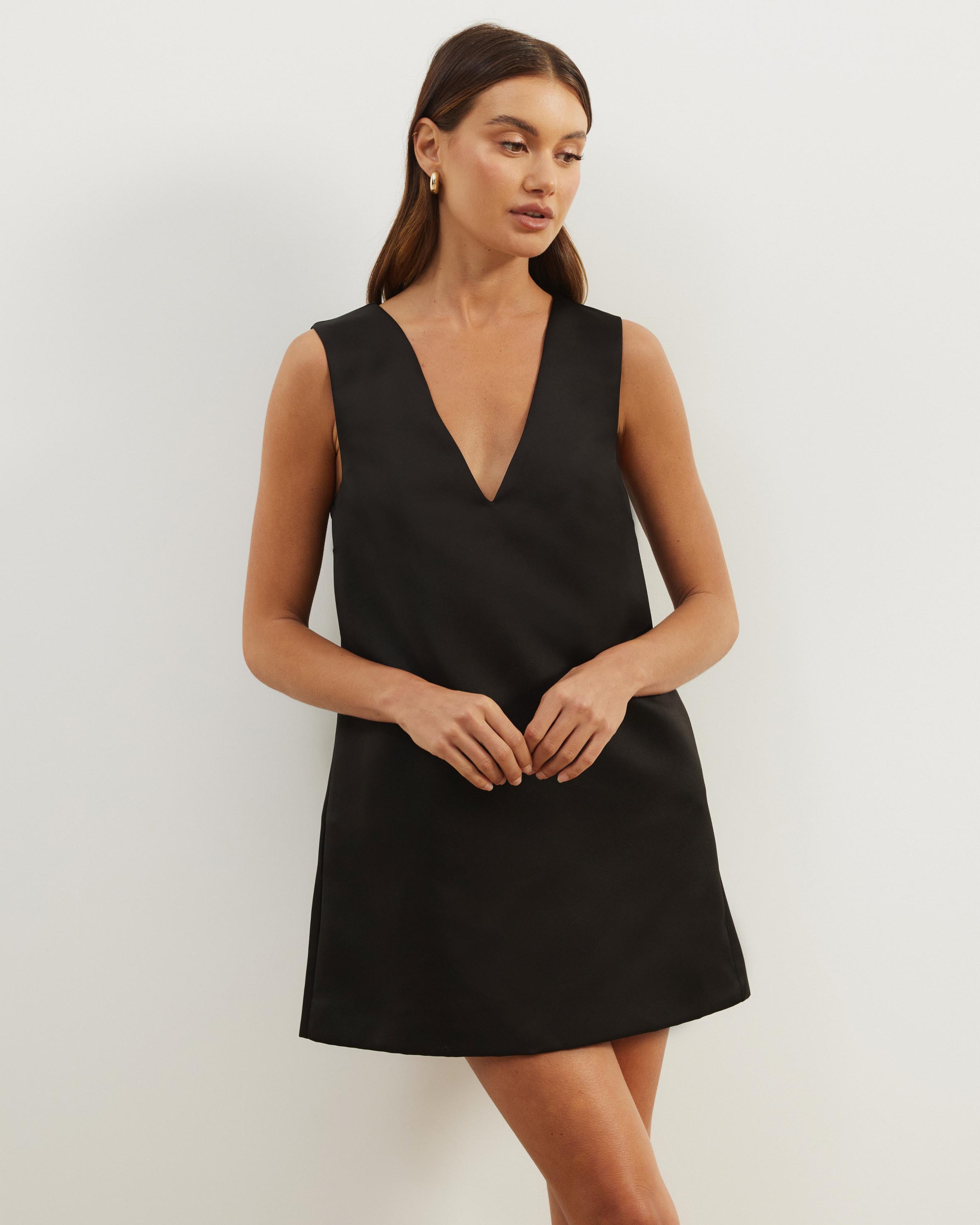 Poppy Structured Satin Mini Dress