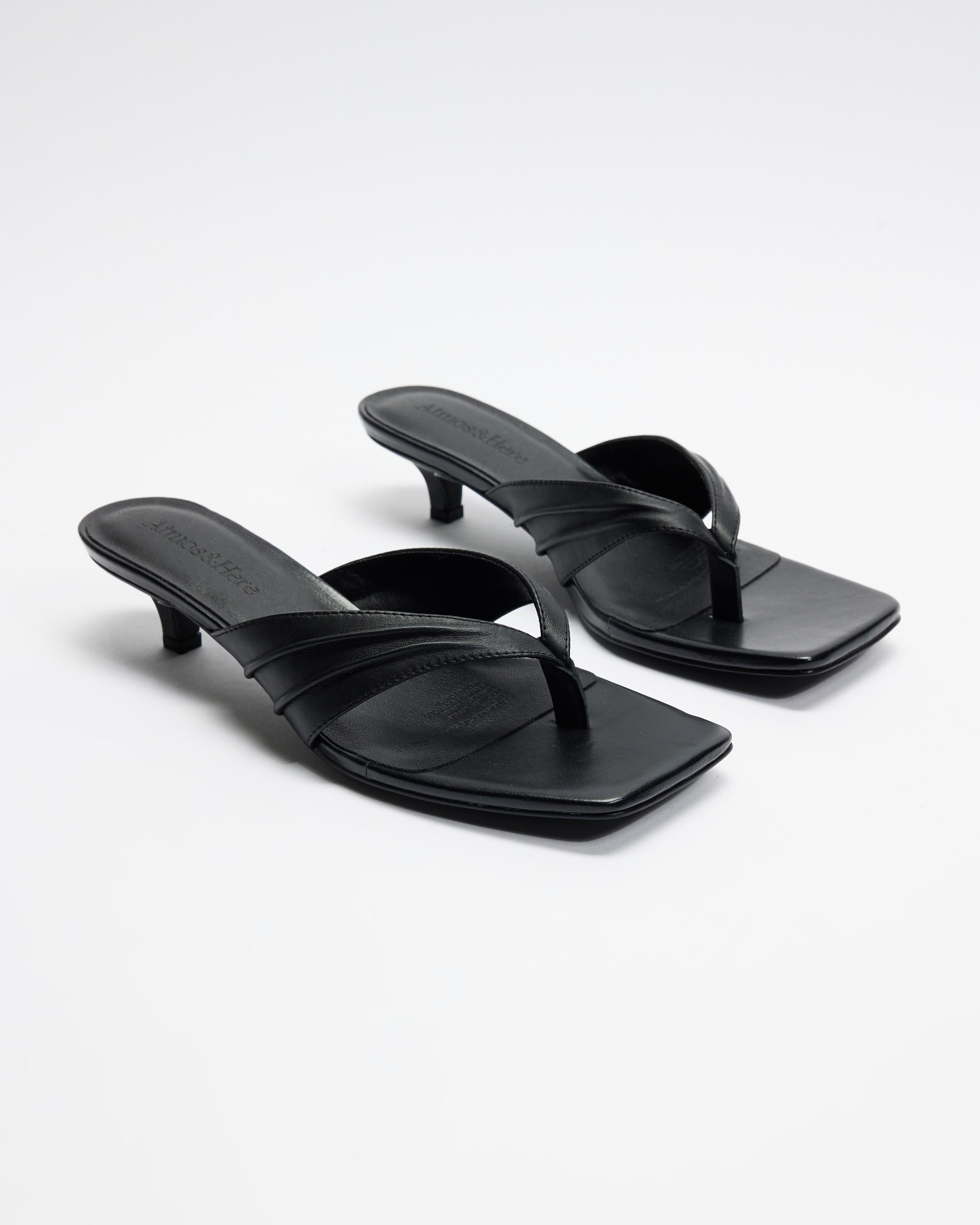 Aria Kitten Heel Strappy Leather Sandals