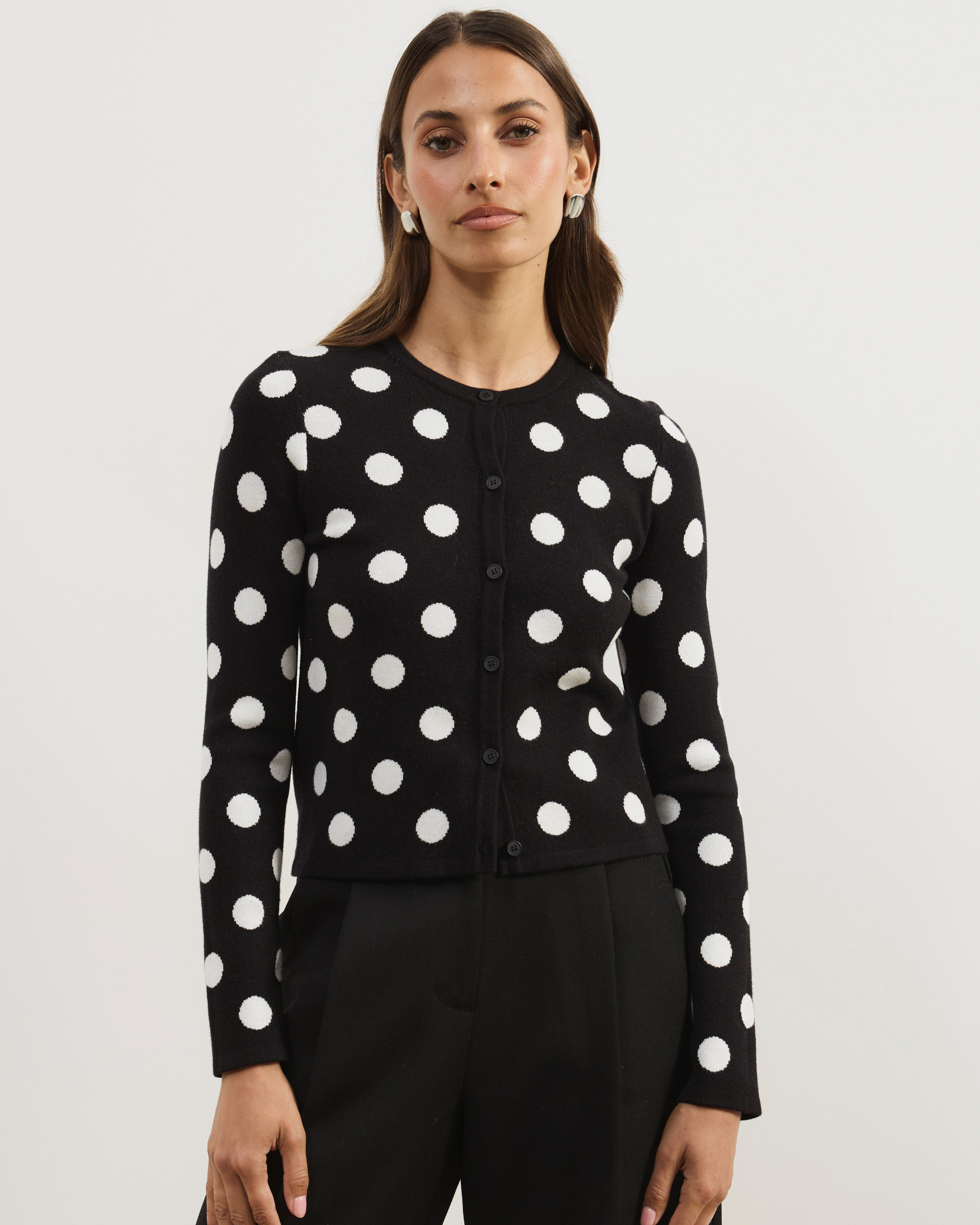 Hallie Polka Dot Knit Cardigan