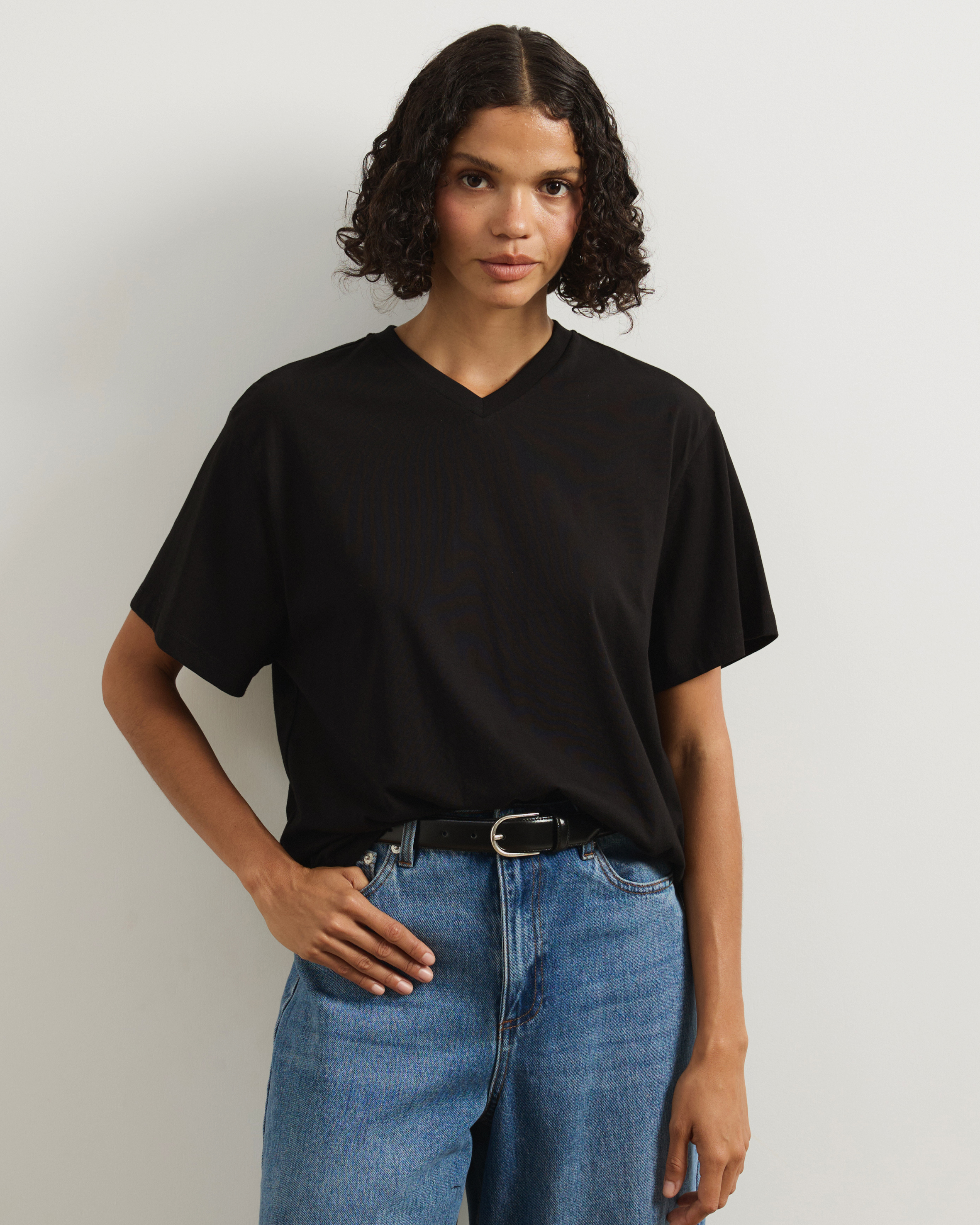 High V-Neck Organic Cotton Short Sleeve T-Shirt