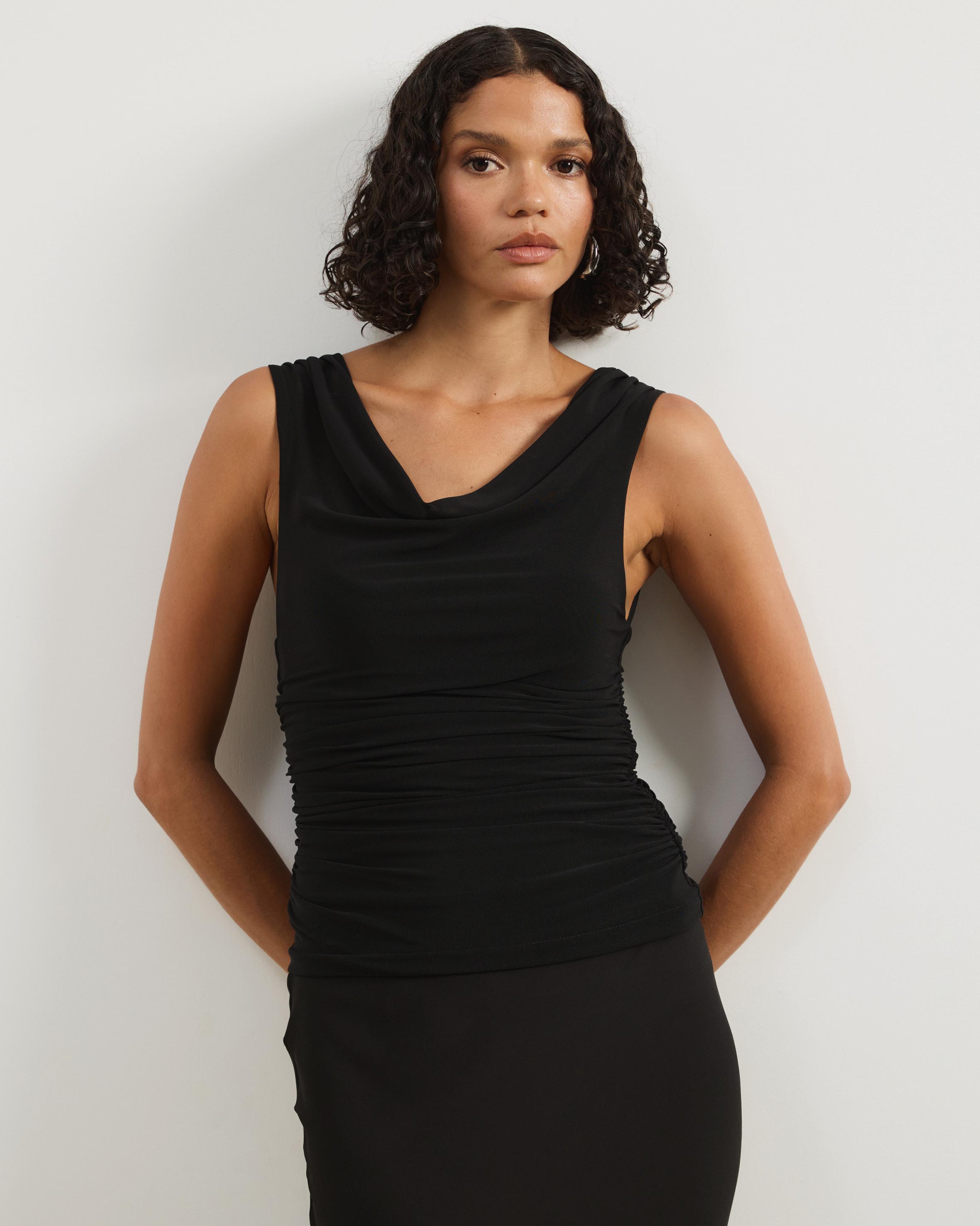 Lucia Sleeveless Cowl Mesh Top