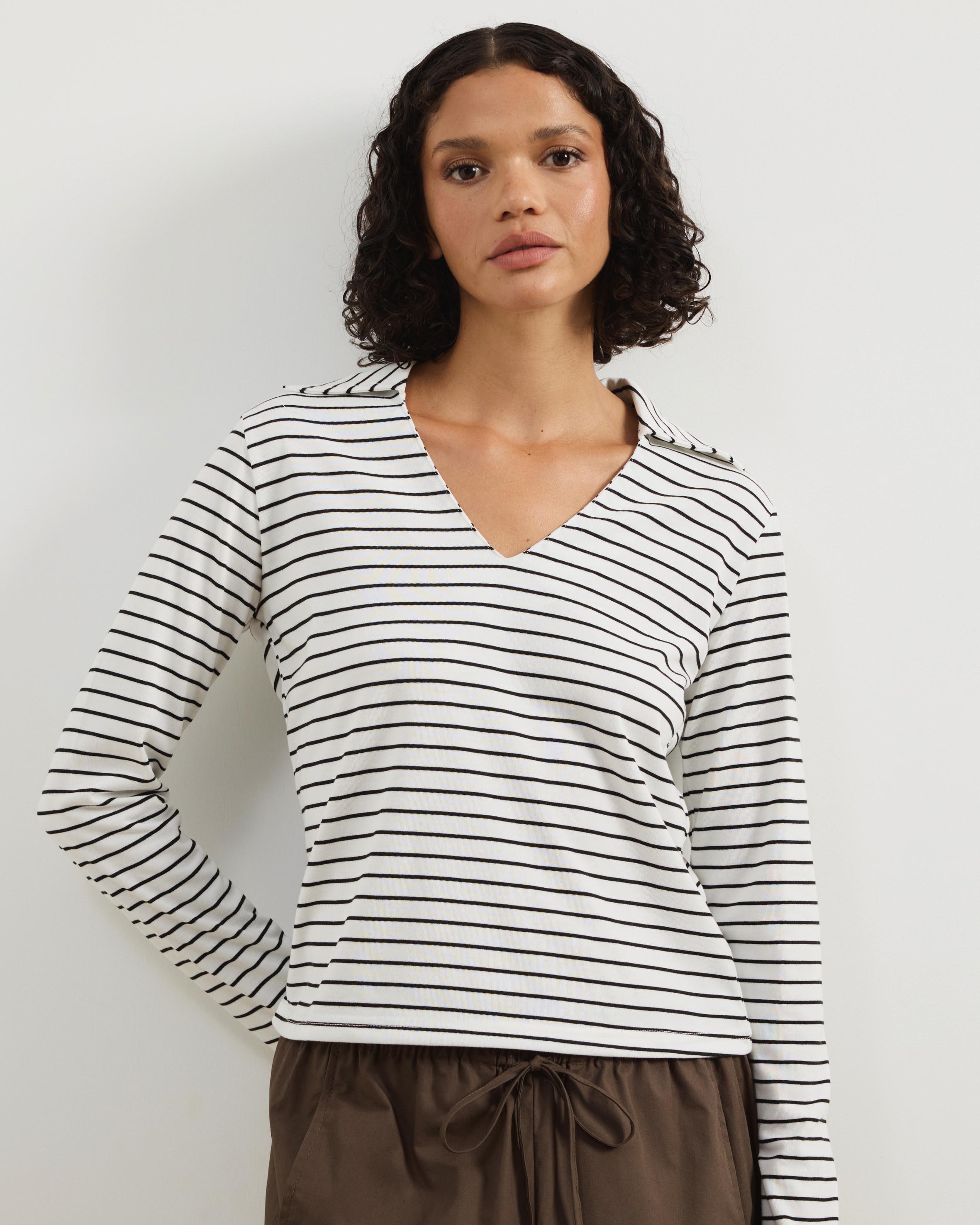 Long Sleeve Stripe V-Neck Top