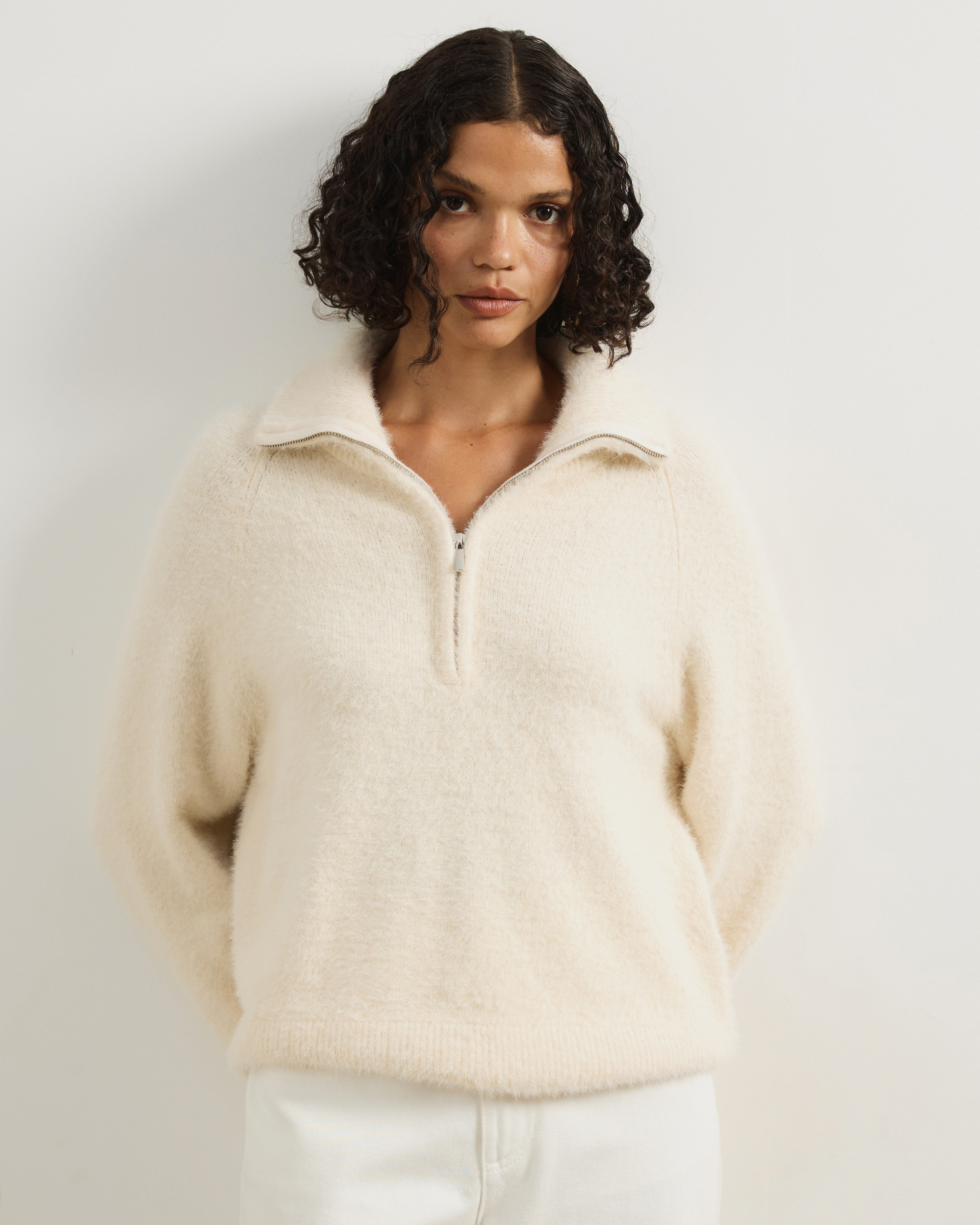 Jordie Half Zip Fluffy Turtleneck Sweater