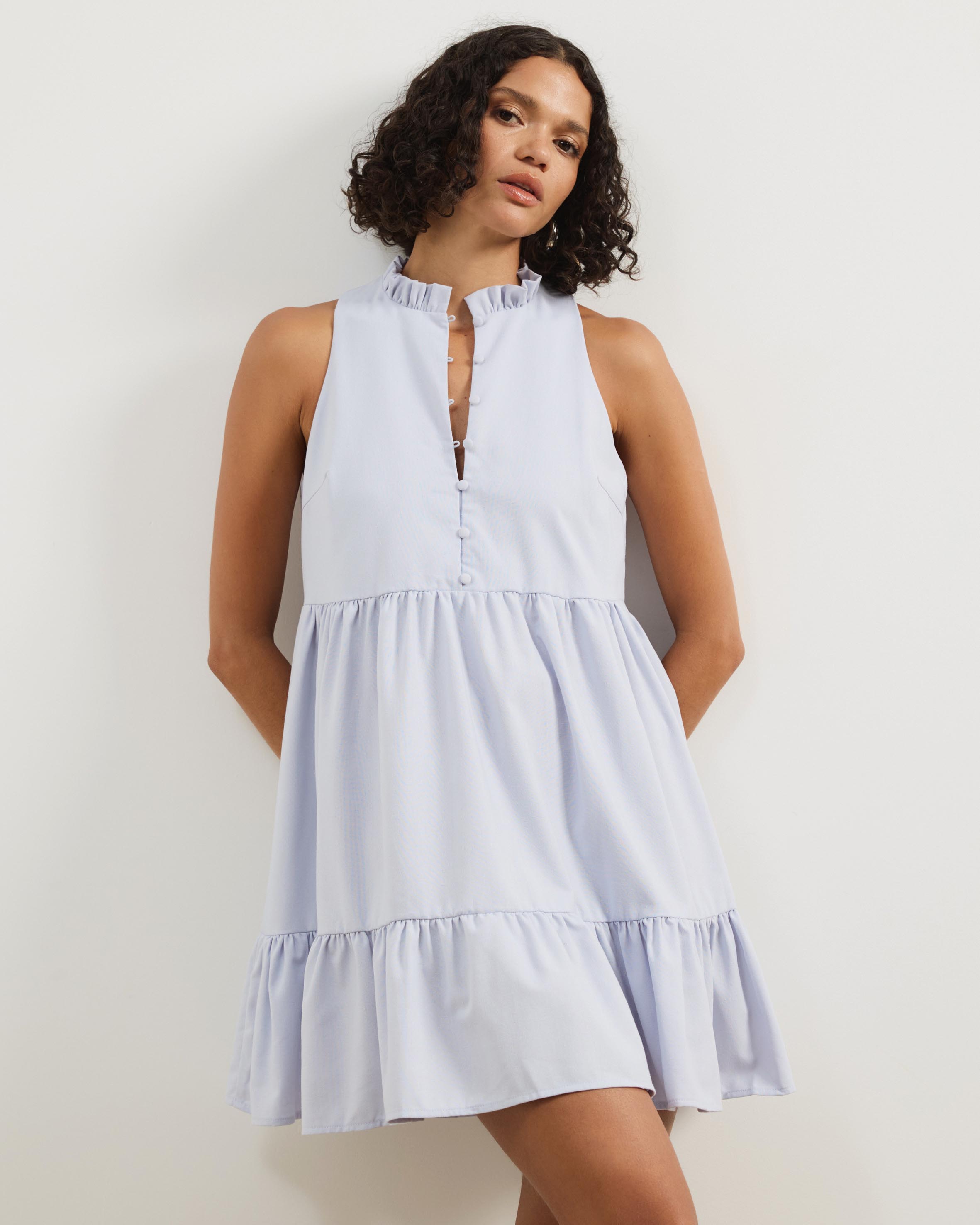 Aylah Tiered Linen Blend Mini Dress