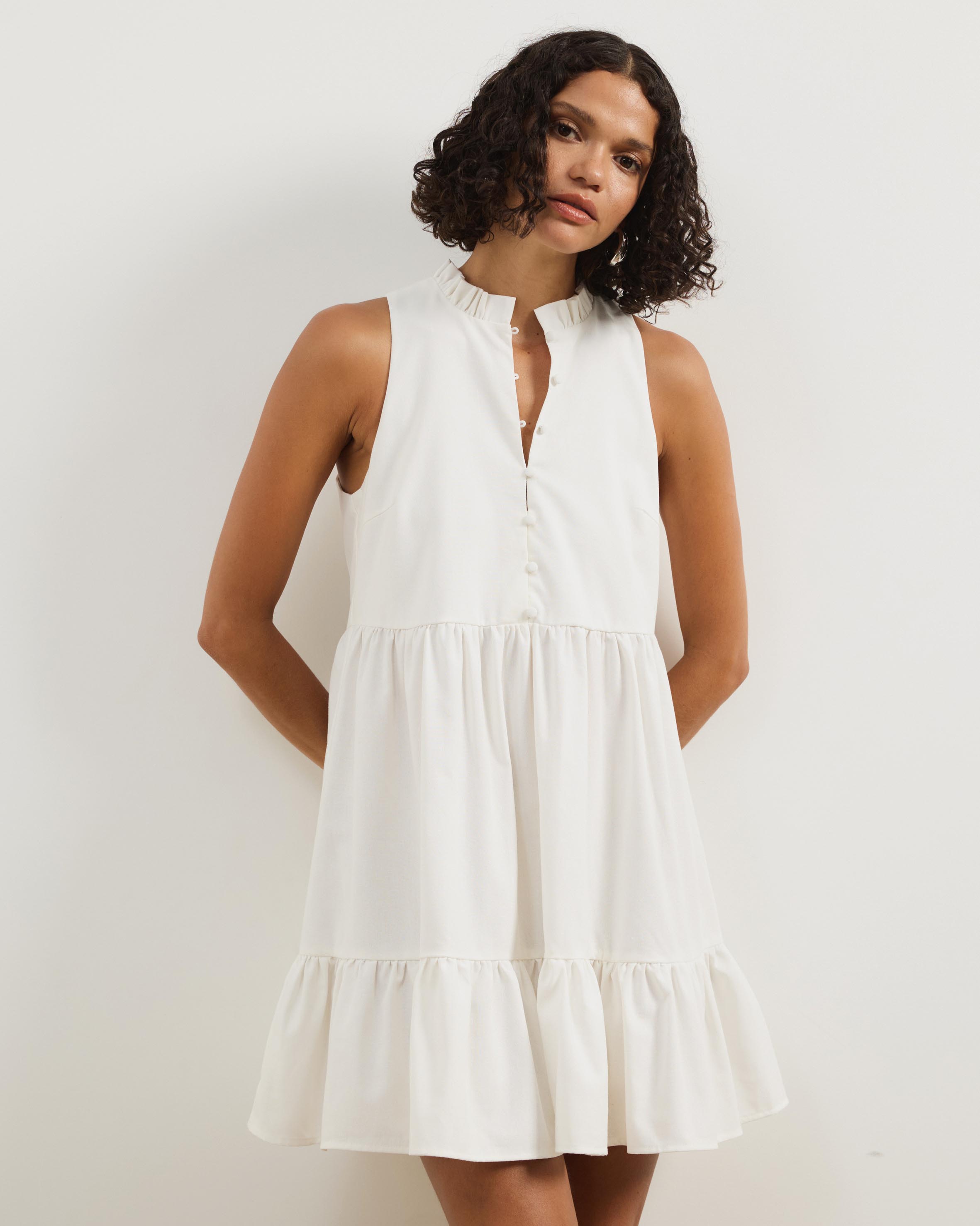 Aylah Tiered Linen Blend Mini Dress