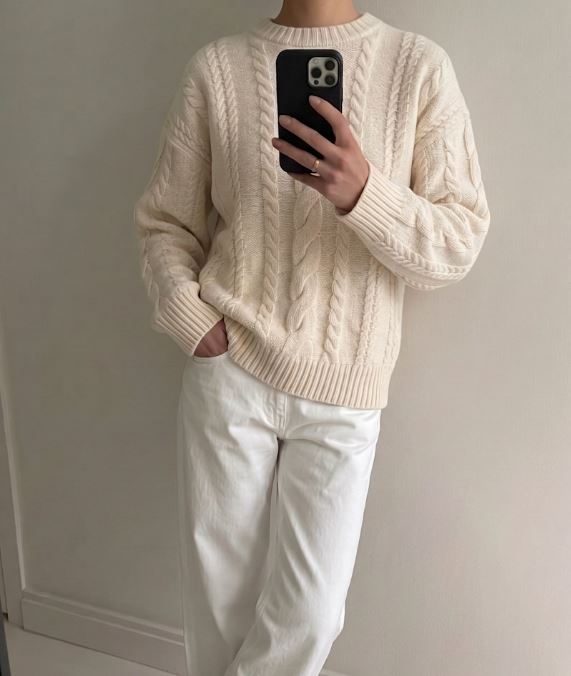 Drew Oversized Textured Cable Knit Jumper