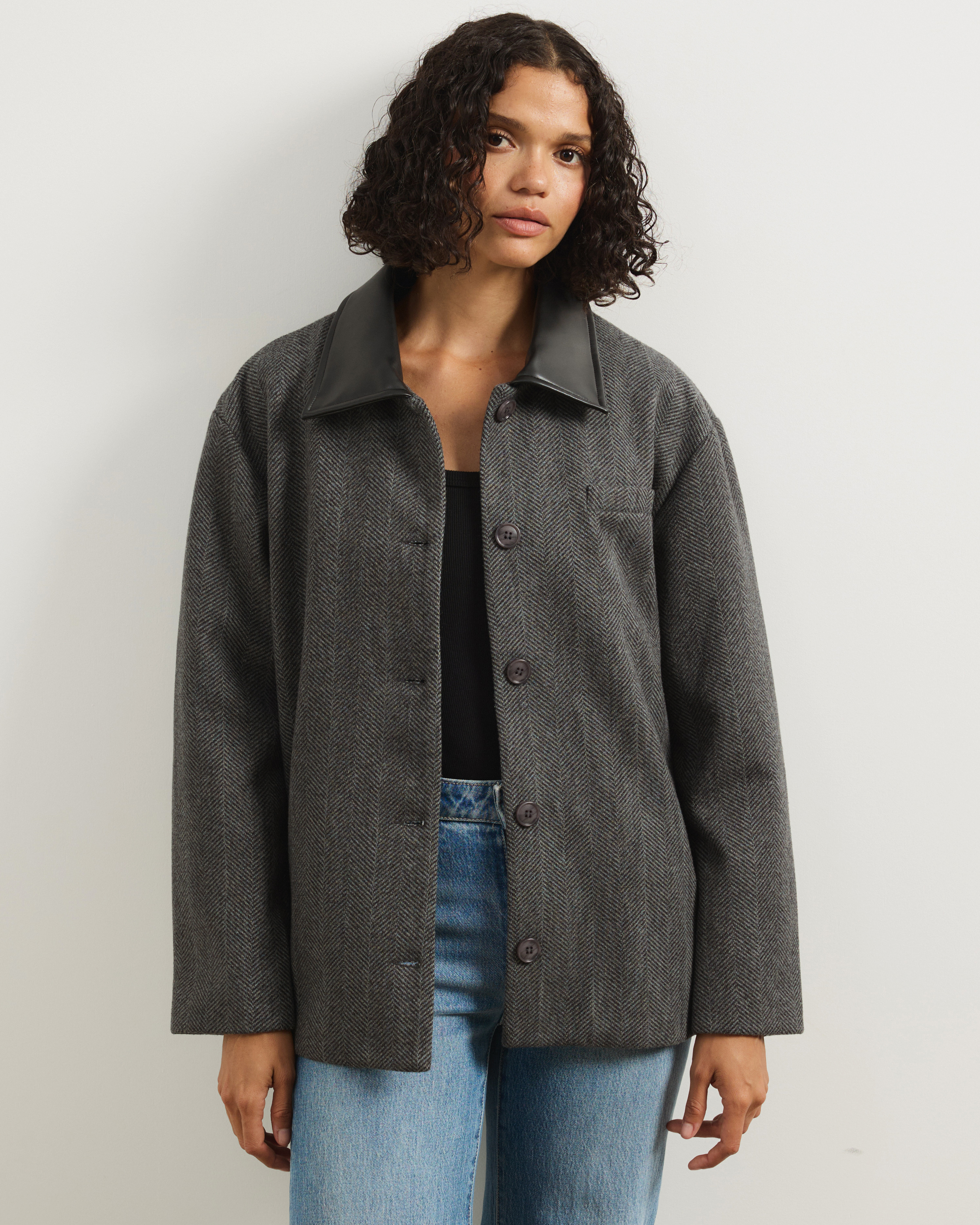 Sofia Herringbone Boxy Jacket