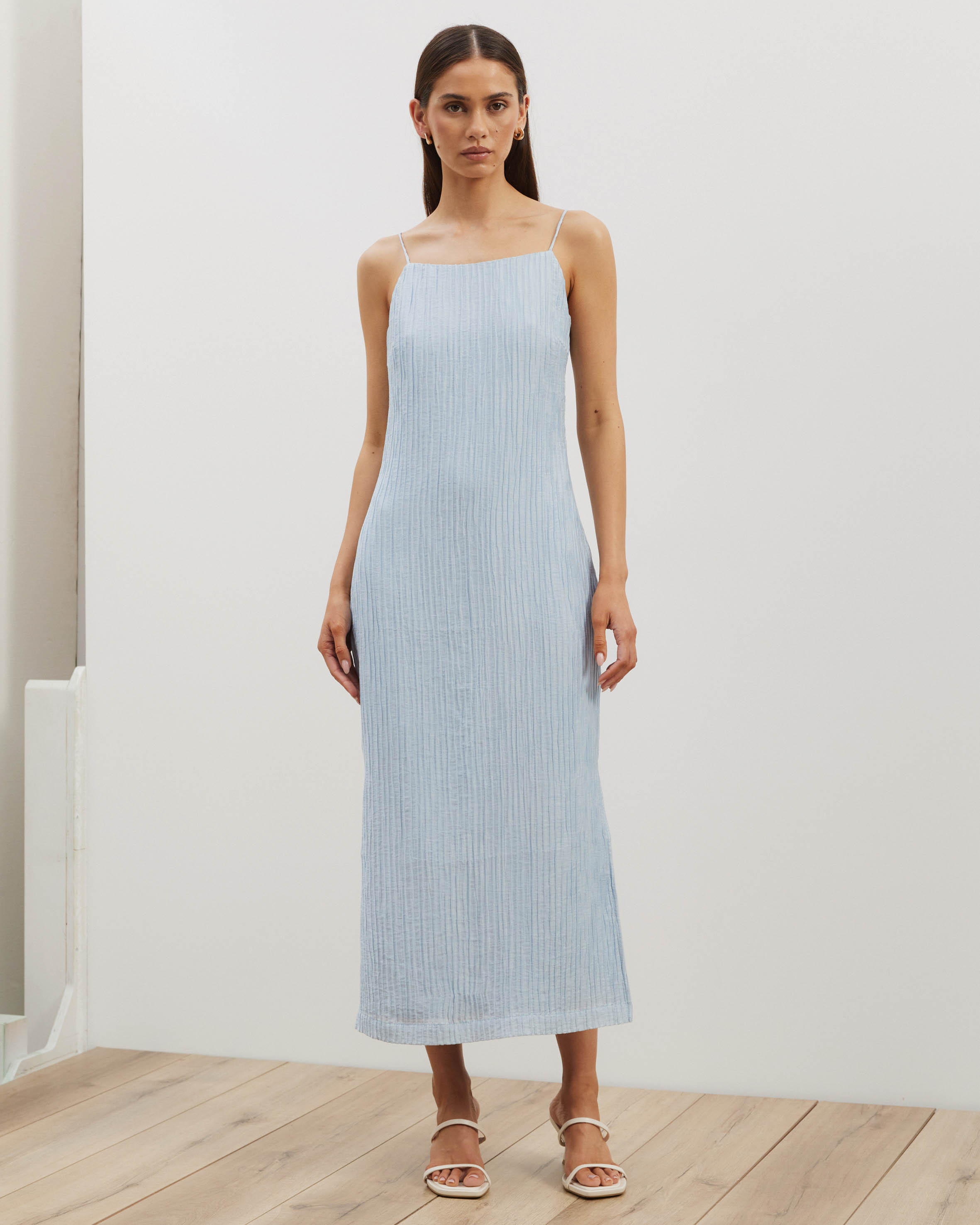 Plisse Maxi Slip Dress