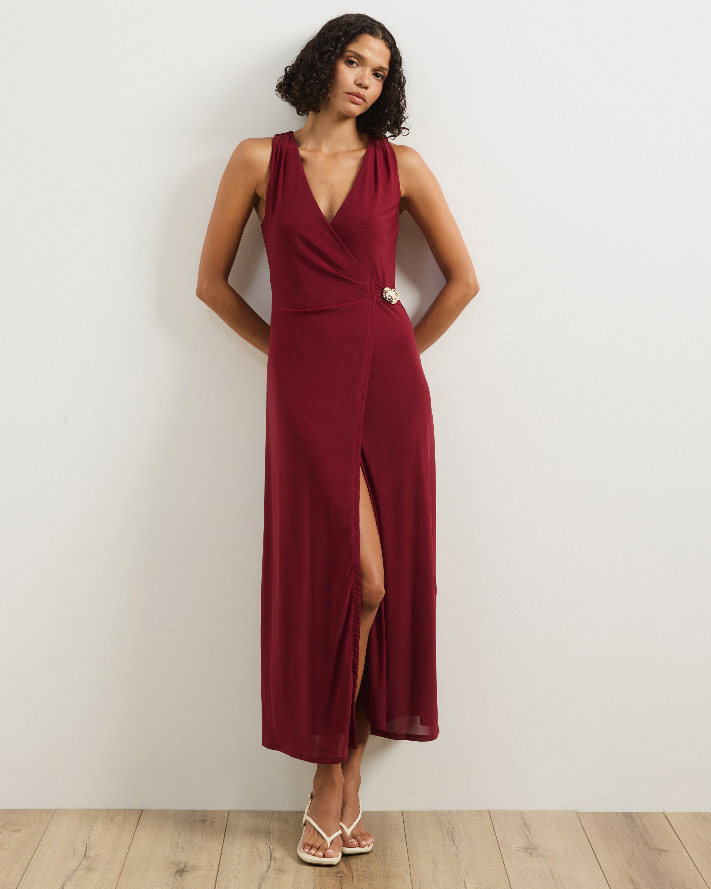 Ginni Wrap Mesh Midi Dress