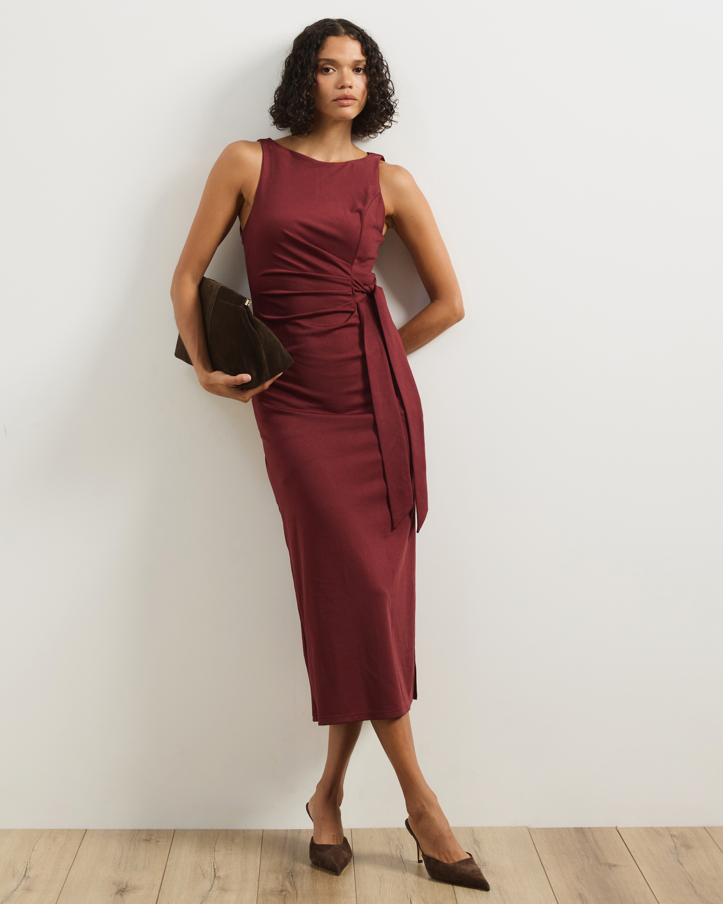 Lori Knot Front Midi Dress