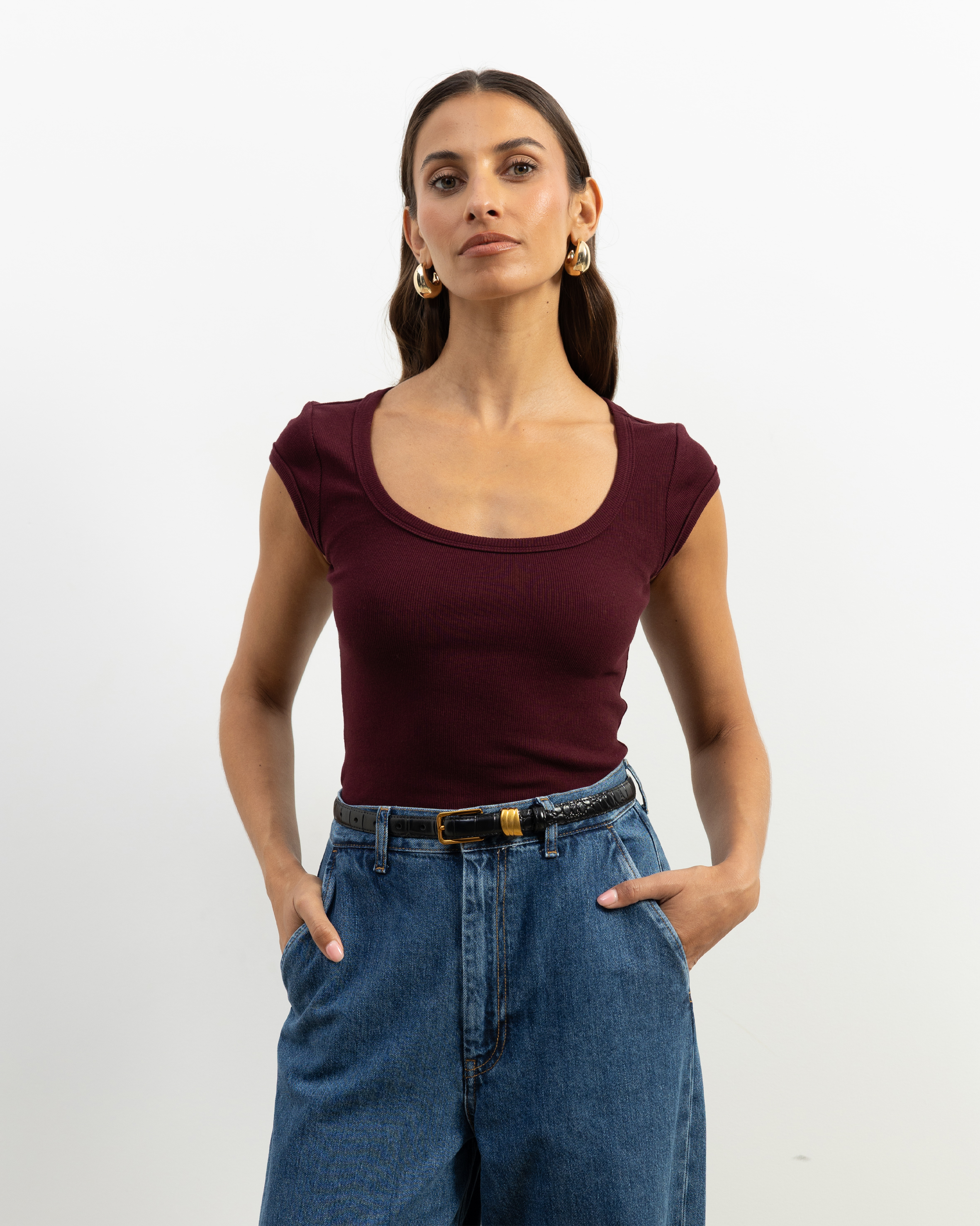 Scoop Neck Ribbed T-Shirt