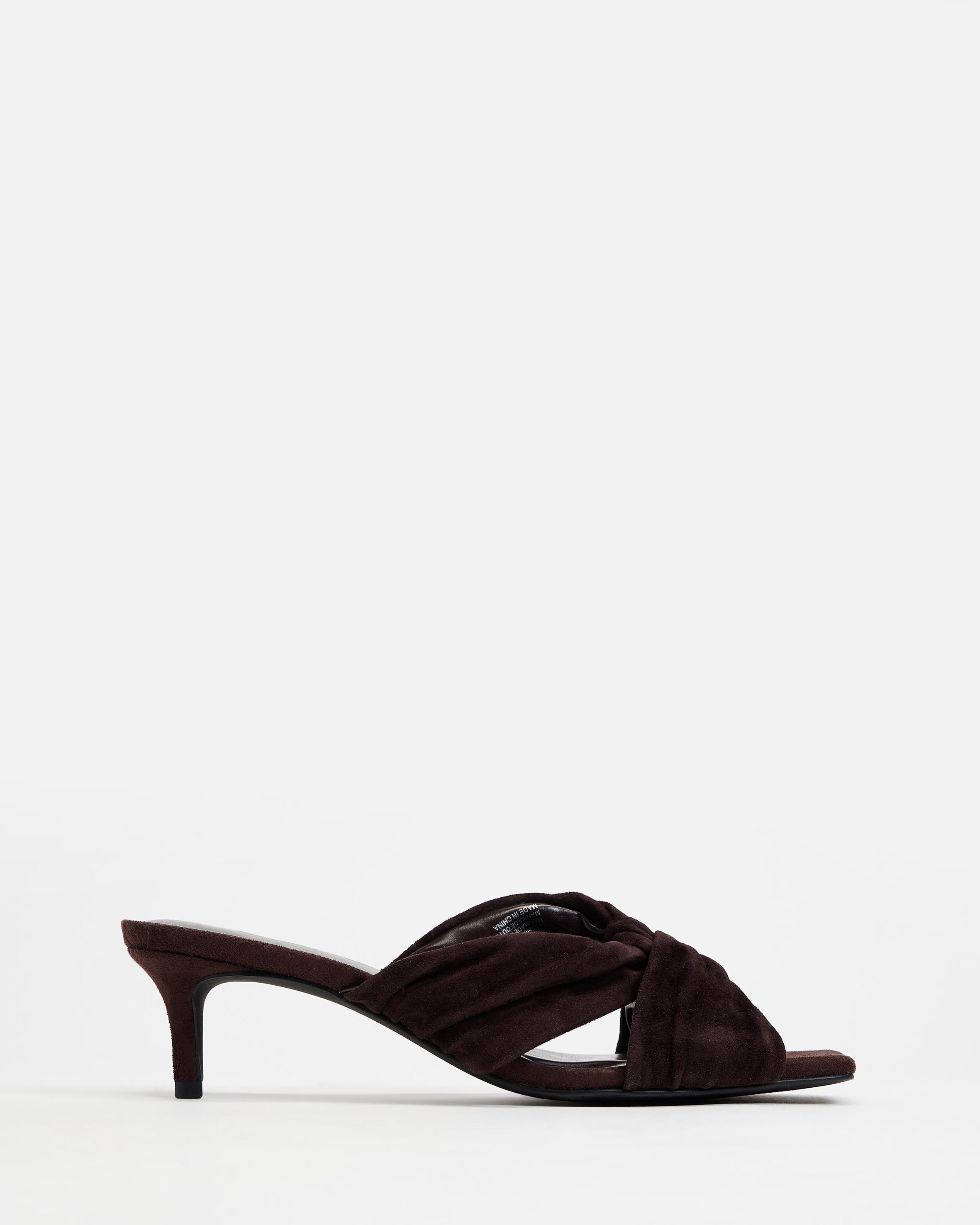 Ember Twist Detail Square Toe Suede Heels