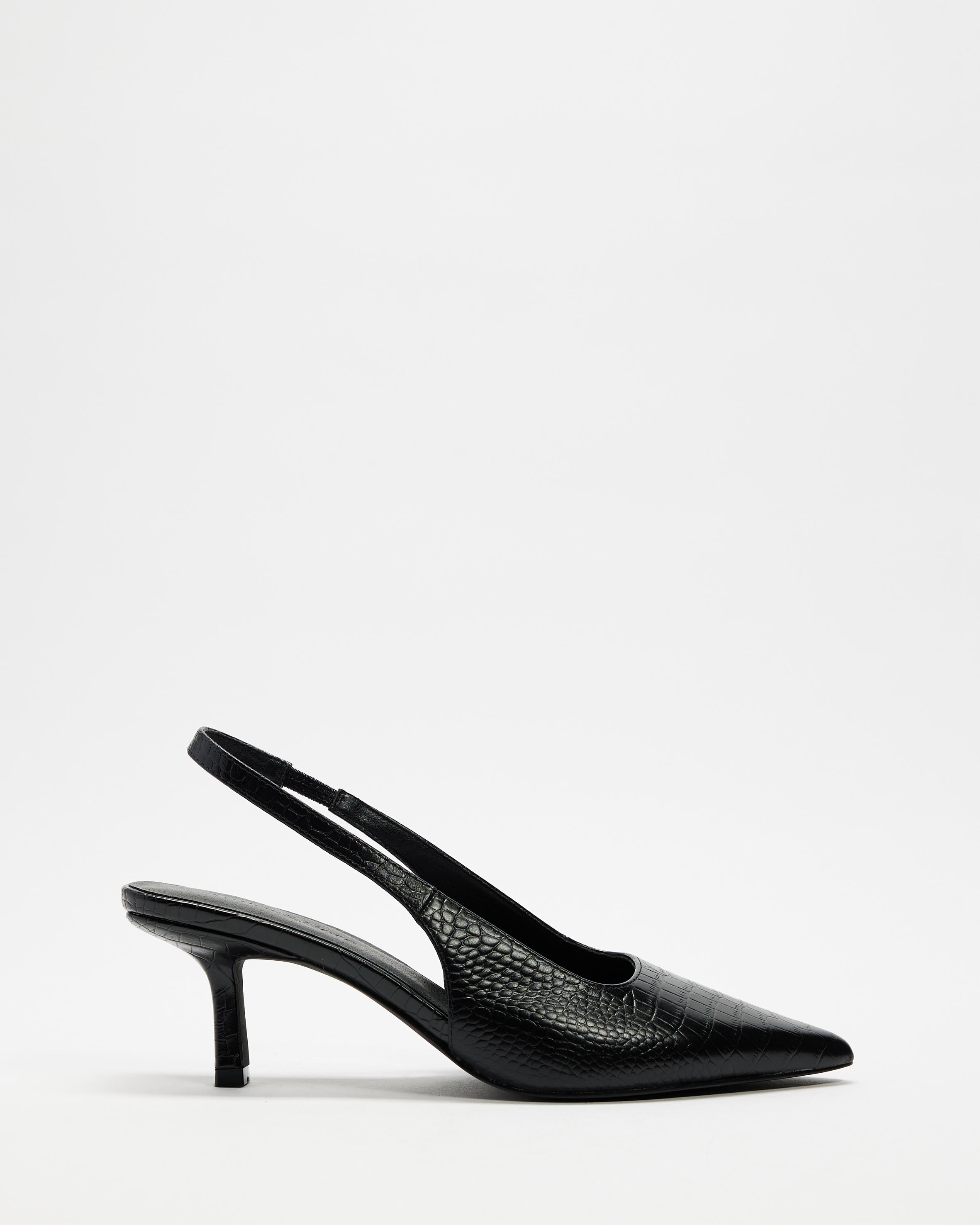 Zaria Textured Leather Sling Back Heels