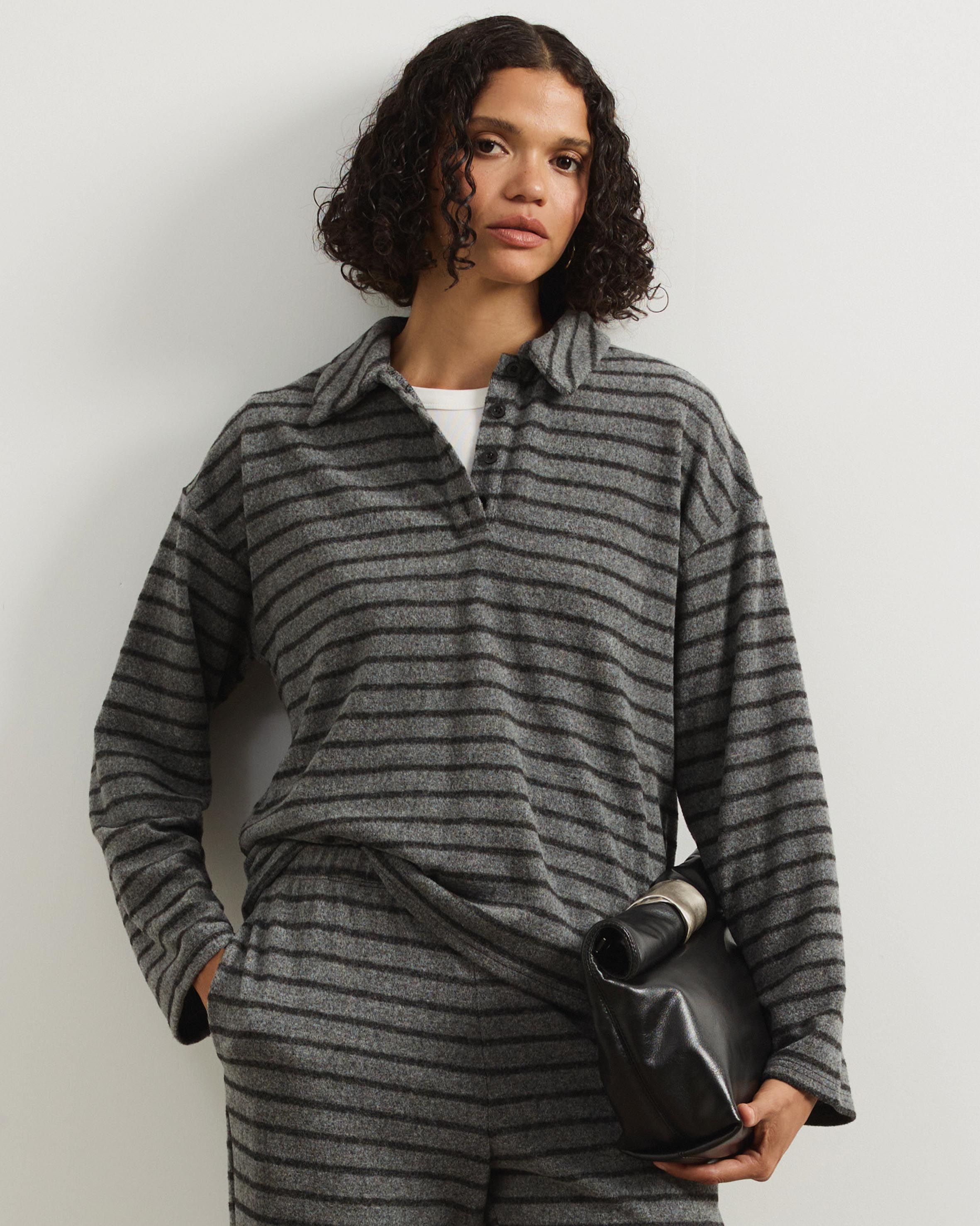 Mirabel Long Sleeve Jersey Polo Top