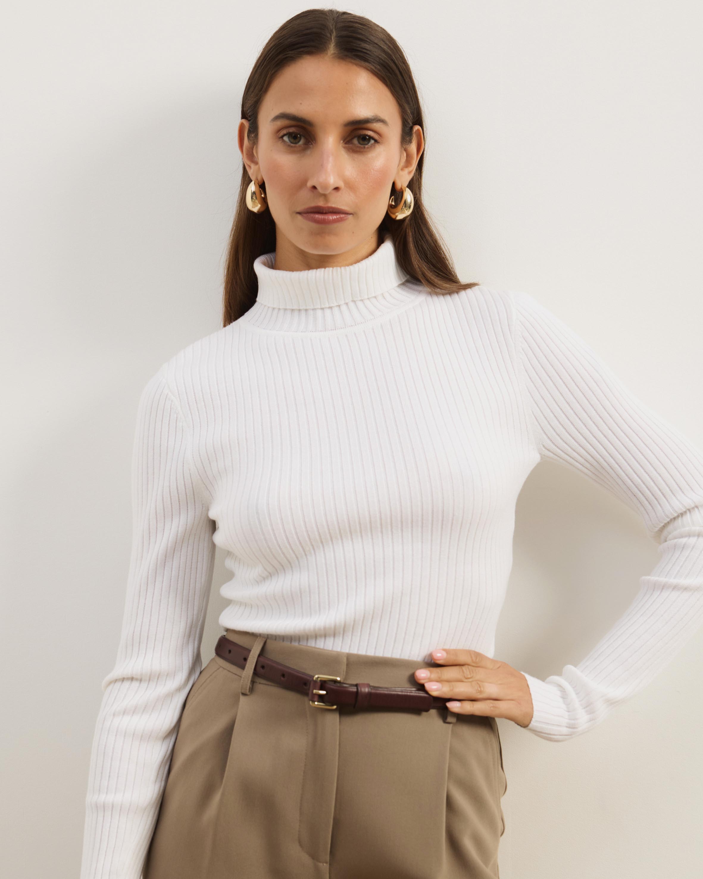 Annie Wool Blend Turtleneck Knit Top